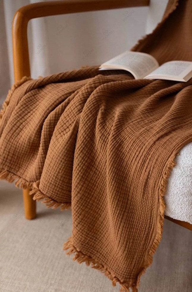 Plaid Musselin Plaids aus Biobaumwolle, Musselin Welt, Kuschelige sanft weiche Bio-Musselin