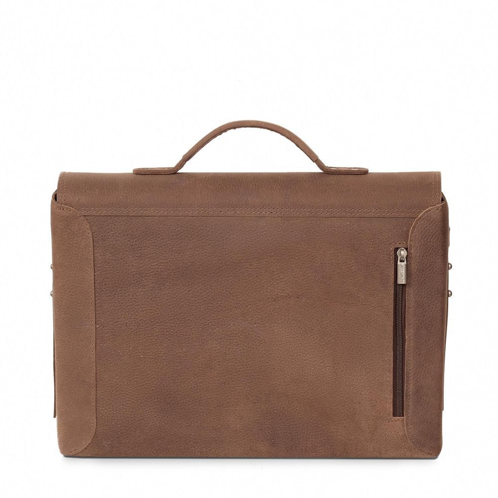 Jahn-Tasche Aktentasche Damen-Aktentasche, Leder Braun, Futter Grau, Jahn-Tasche 609