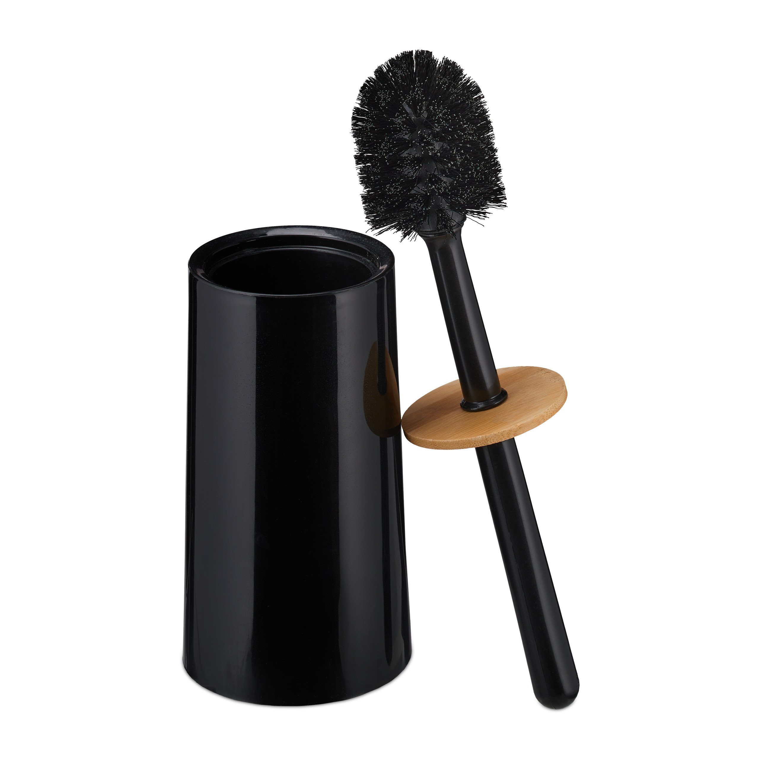 relaxdays WC-Reinigungsbürste Toilettenbürste mit Behälter, Gäste-WC, Badezimmer, (2-tlg), schwarz von RELAXDAYS