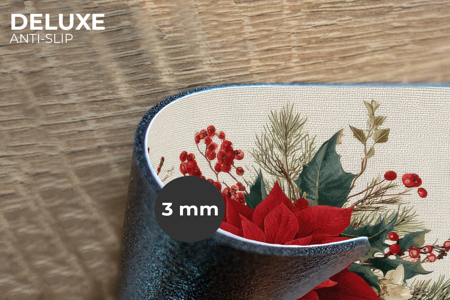 MuchoWow Platzset Weihnachtsgesteck - Weihnachtsstern - Tannenzapfen - Rot, (6-St), Platzsets, Tischset, Abwaschbar, Tischsets, Platzdeckchen