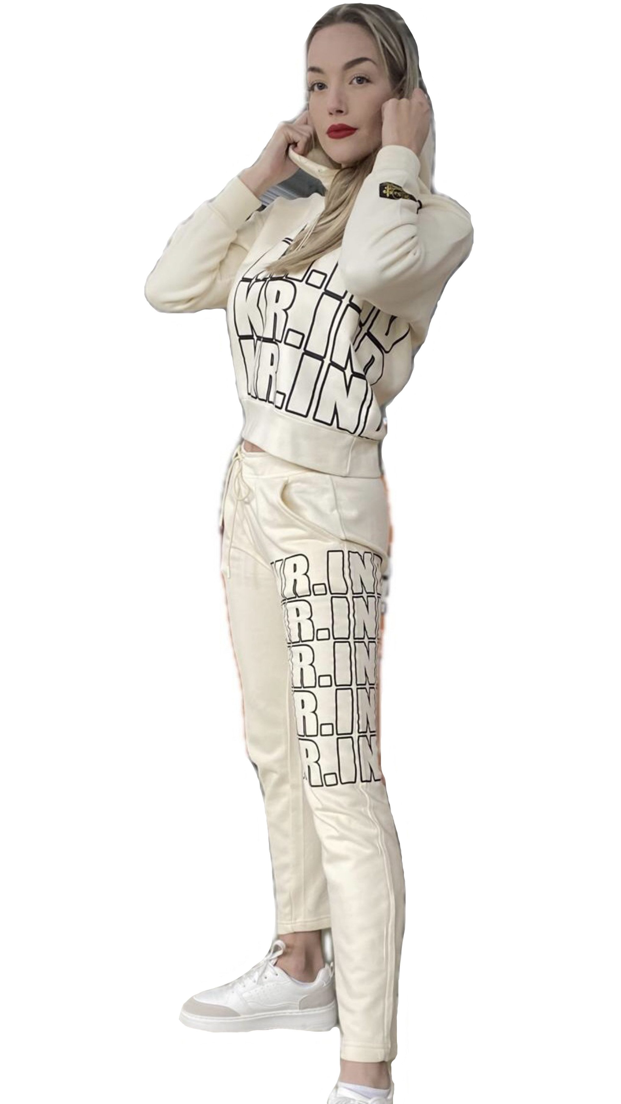 KR-Industries Loungeanzug KR Lounge Set (Set, Kapuzenpullover + Sweatpants) luxuriöses Designerlabel mit Applikationen