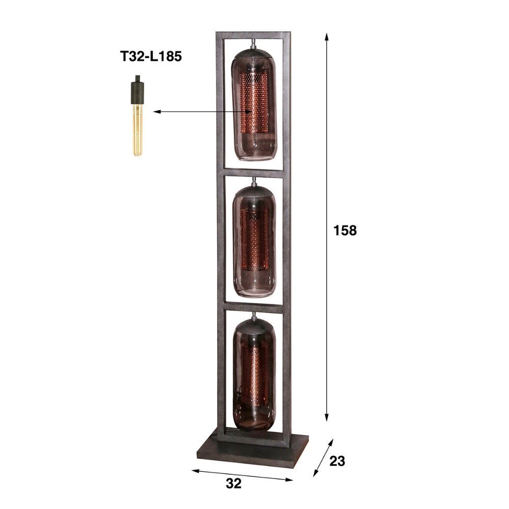 Leuchtmittel 3-flammig, keine Rauchglas Nein, Altsilber und Stehlampe, Angabe, famlights Stehlampe, Mio enthalten: Stehleuchte Standlampe warmweiss, in E27