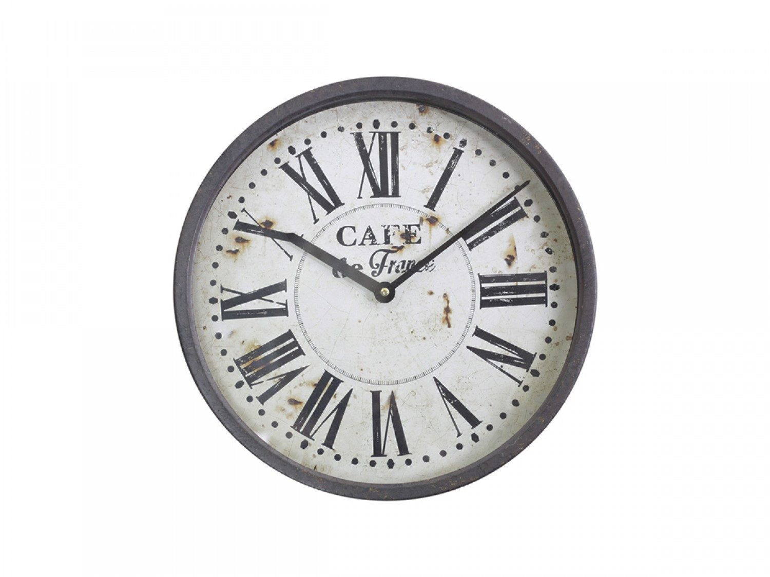 Chic Antique Wanduhr Vintage Wanduhr Café Metall Antik Schwarz (Dekorative Wanduhr im französischen Café Stil)