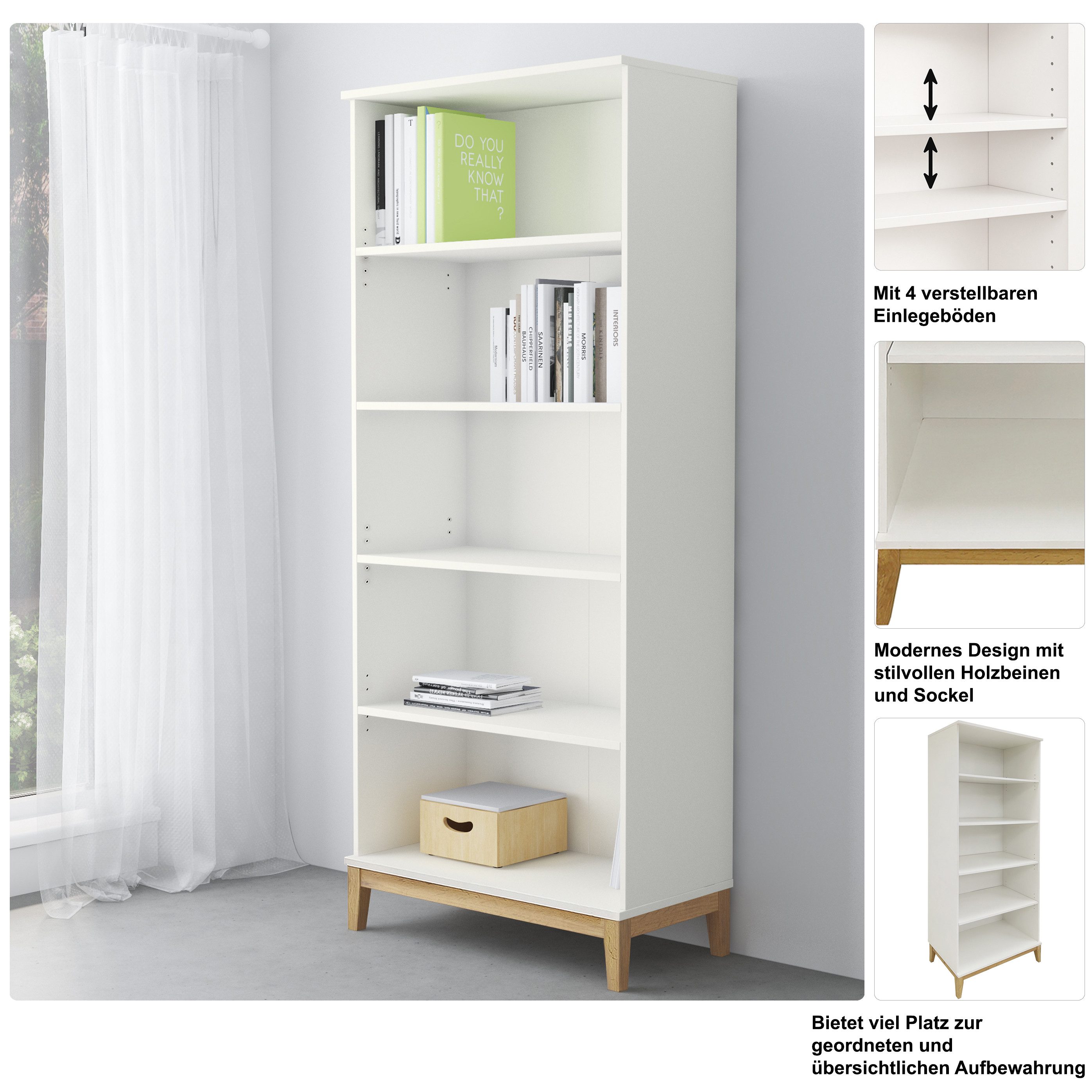 OTTO home Bücherregal Maryd, mit Untergestell in Holzoptik