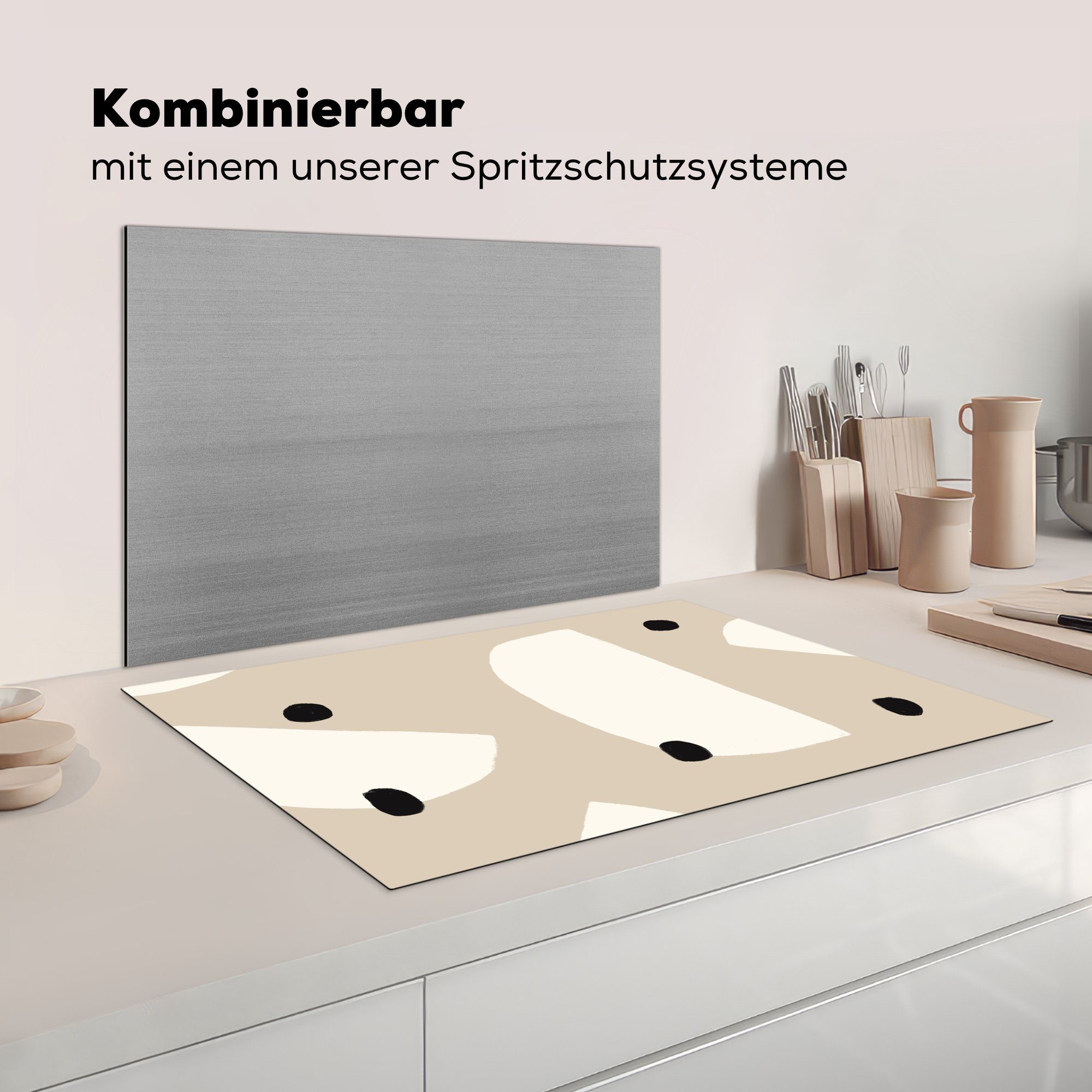 für Schutz die küche, tlg), (1 Ceranfeldabdeckung Design, cm, - Induktionskochfeld 81x52 Abstrakt Herdblende-/Abdeckplatte - Vinyl, MuchoWow Pastell