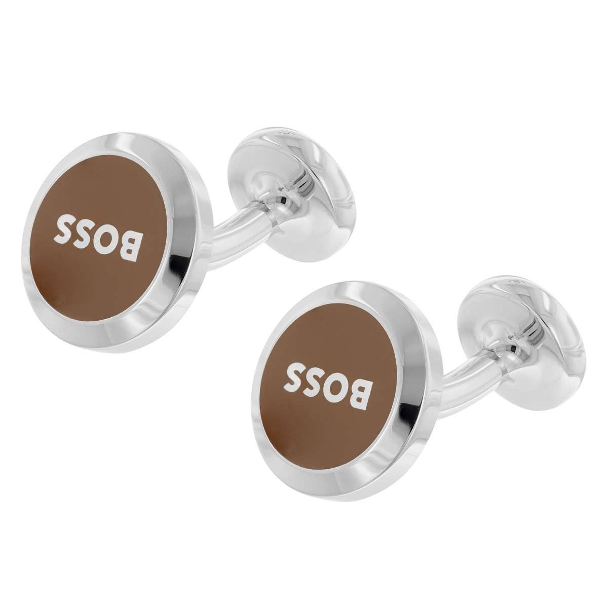BOSS Manschettenknöpfe 50510408-260, Beige/Silber B-Logoinsert-Cuf