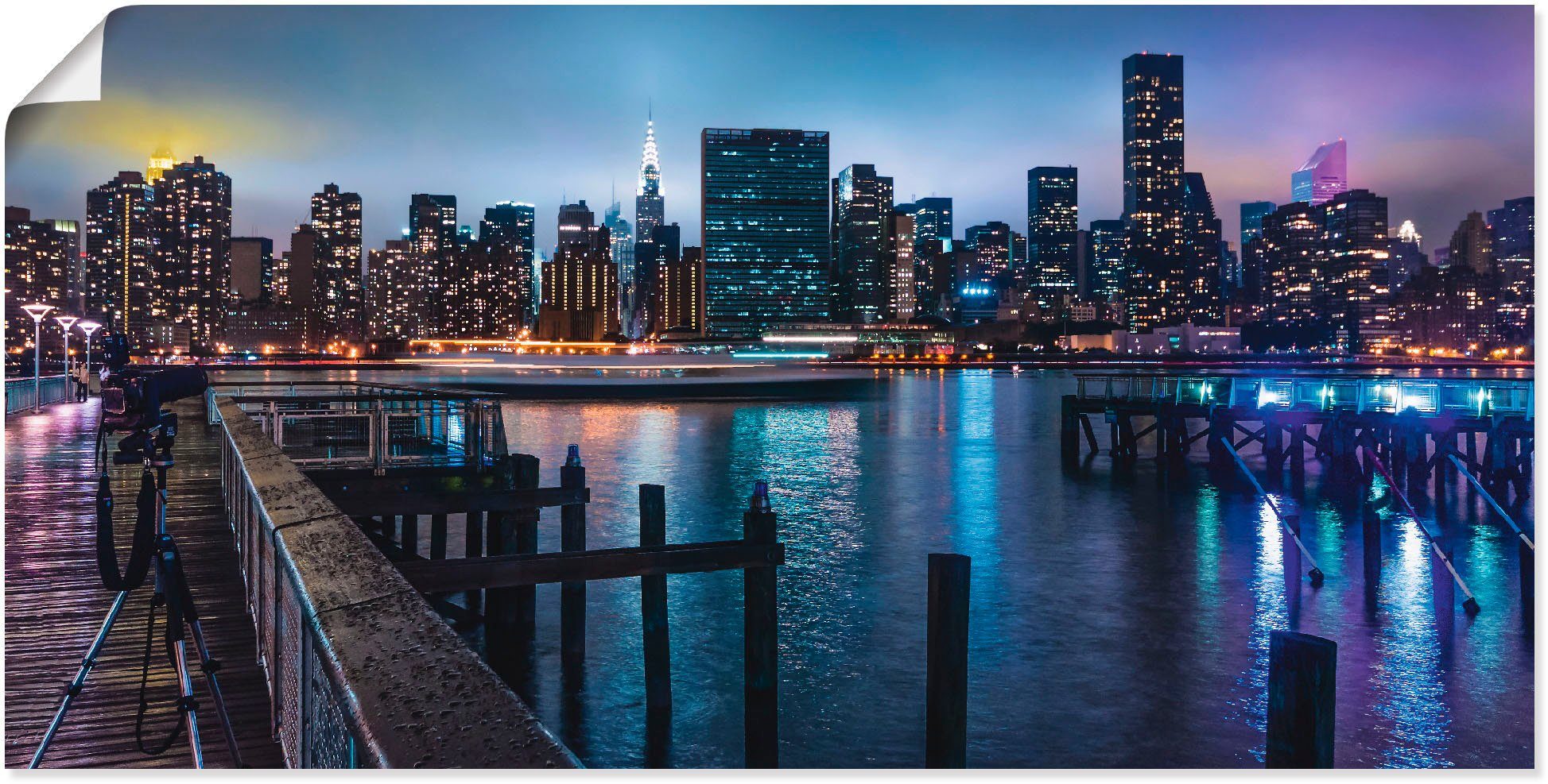 Artland Wandbild New York Manhattan im Abendlicht, Amerika (1 St), als Leinwandbild, Wandaufkleber oder Poster in versch. Größen