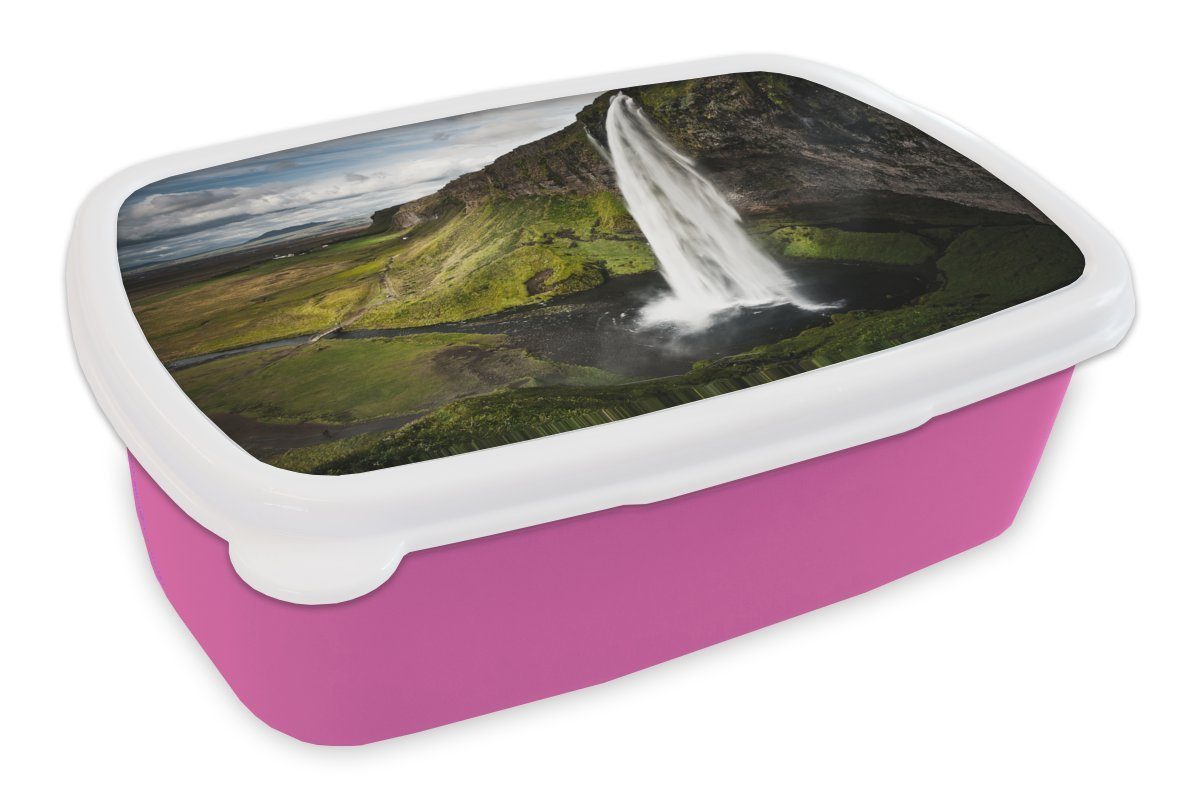 Mädchen, Berg Erwachsene, Kunststoff Lunchbox (2-tlg), Brotdose Brotbox Kunststoff, rosa Kinder, - für MuchoWow - Wasserfall Dschungel, Snackbox,