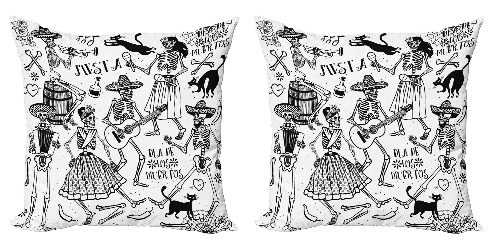 Abakuhaus Kissenbezüge Modern Accent Doppelseitiger Digitaldruck, (2 Stück), Halloween Tanzen-Skelette