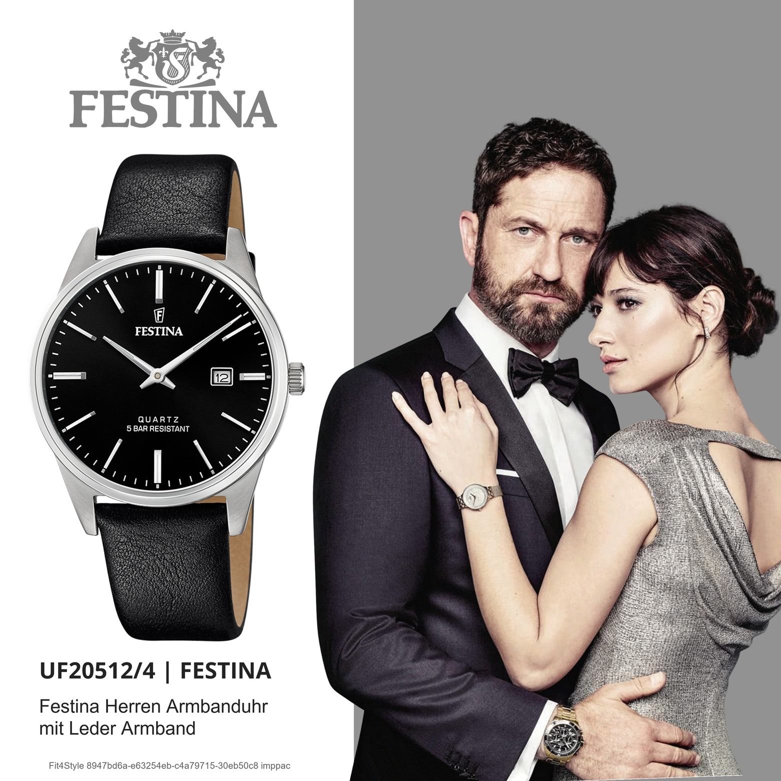 Festina Quarzuhr Festina Elegant Herren Uhr F20512/4, (Analoguhr), Herren Armbanduhr rund, Lederarmband schwarz, Elegant