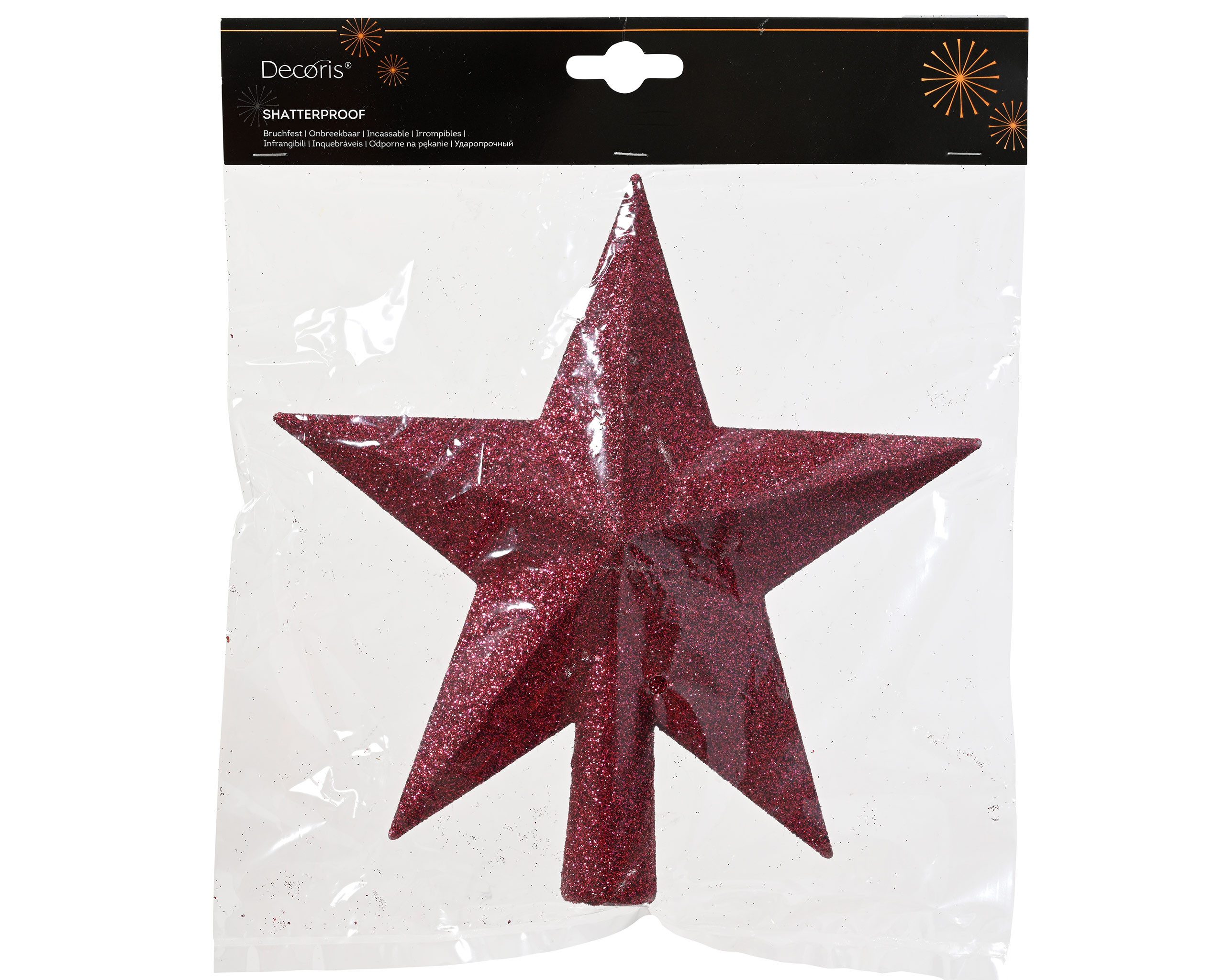 Kaemingk Christbaumspitze, Christbaumspitze Stern mit Glitzer 19cm Kunststoff - Festlich Rosa