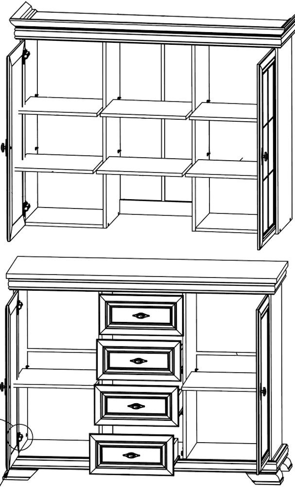 samoa 128cm 4-türig rustikal Feldmann-Wohnen King Kora Buffet