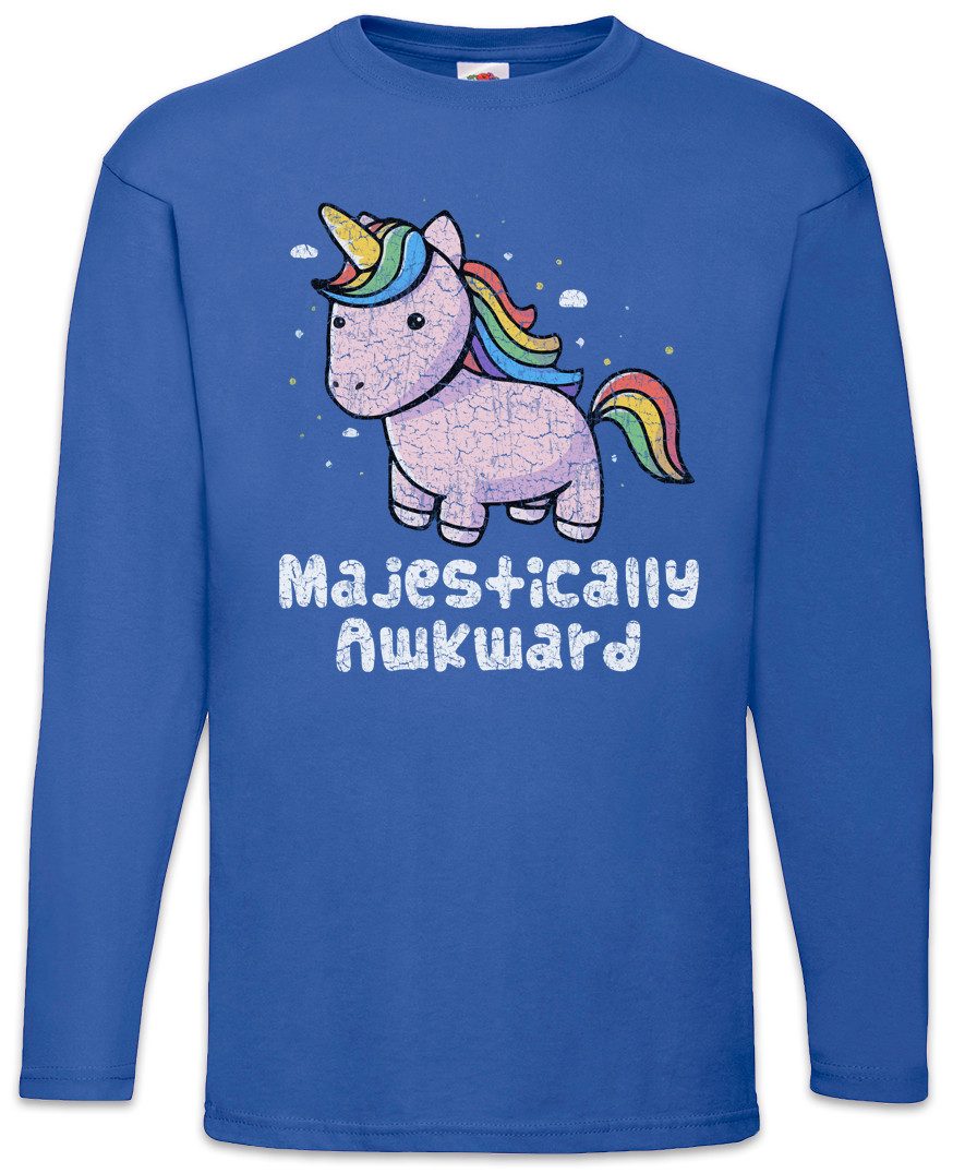 Langarmshirt Unicorn Awkward Langarm T-Shirt Einhorn Comic Anime Regenbogen Rainbow