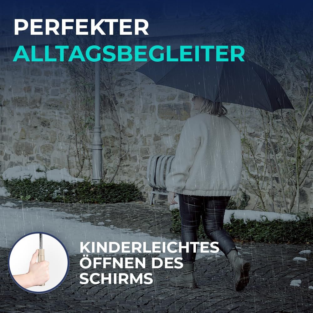 Langenberg Stockregenschirm XXL [Ø138 cm Spannweite] Windproof, Gastschirm PLAINE - LANGENBERG, ☑ Windproof-Funktion – Bild 4 von 5