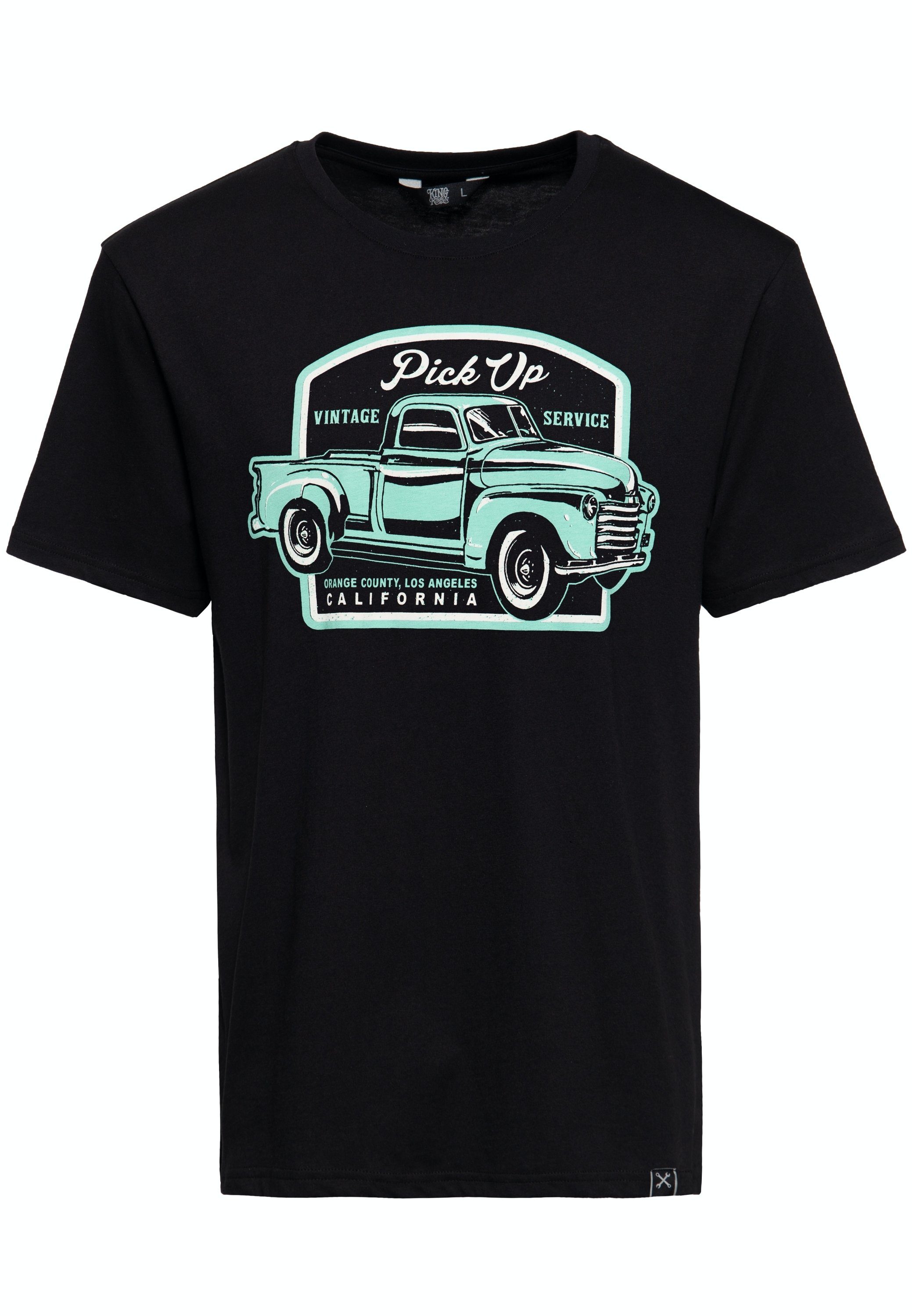 KingKerosin Print-Shirt Pick Up (1-tlg) Front Print im Vintage Muscle-Car Design