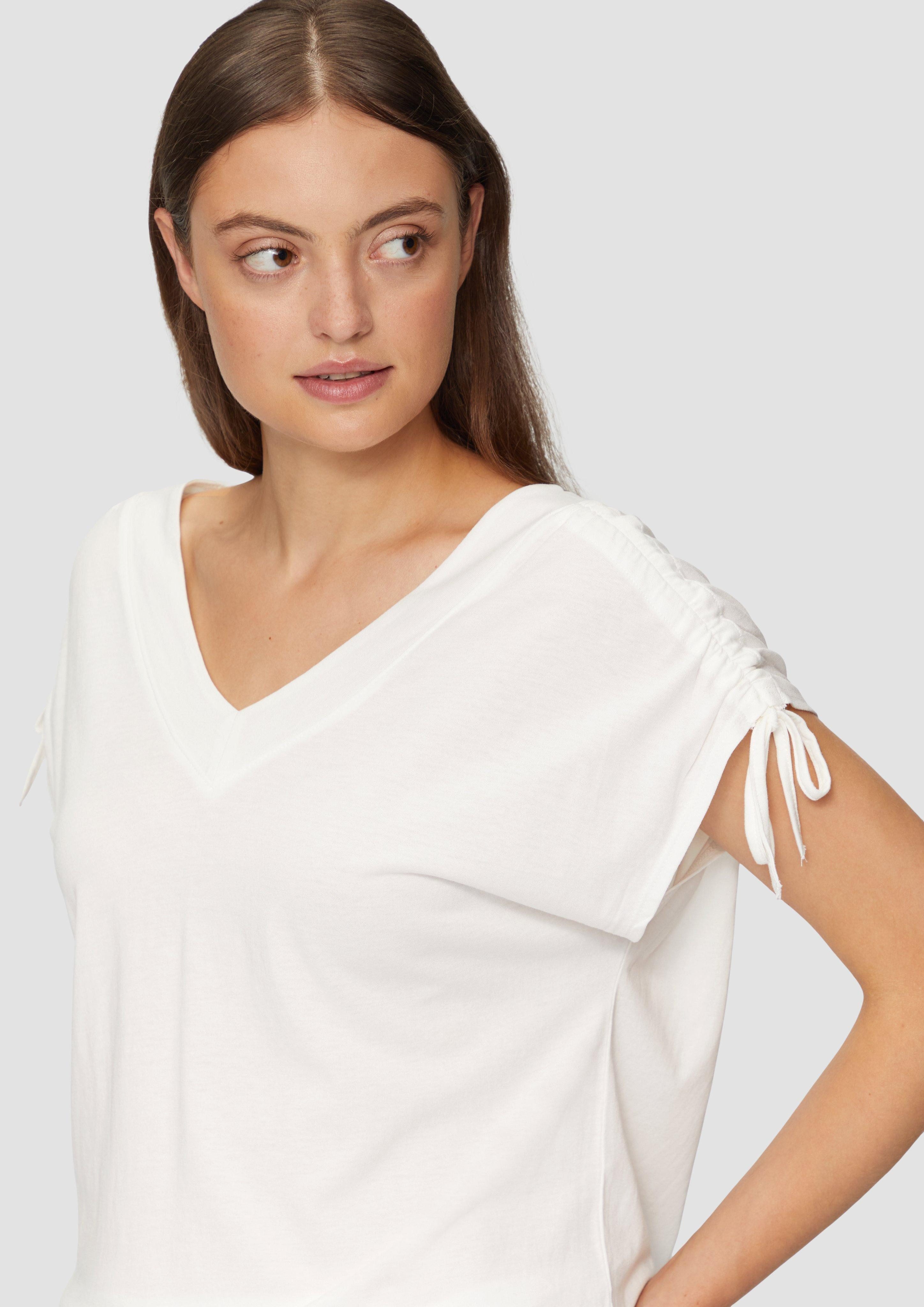 s.Oliver Kurzarmshirt V-Neck Shirt mit Raffung günstig online kaufen
