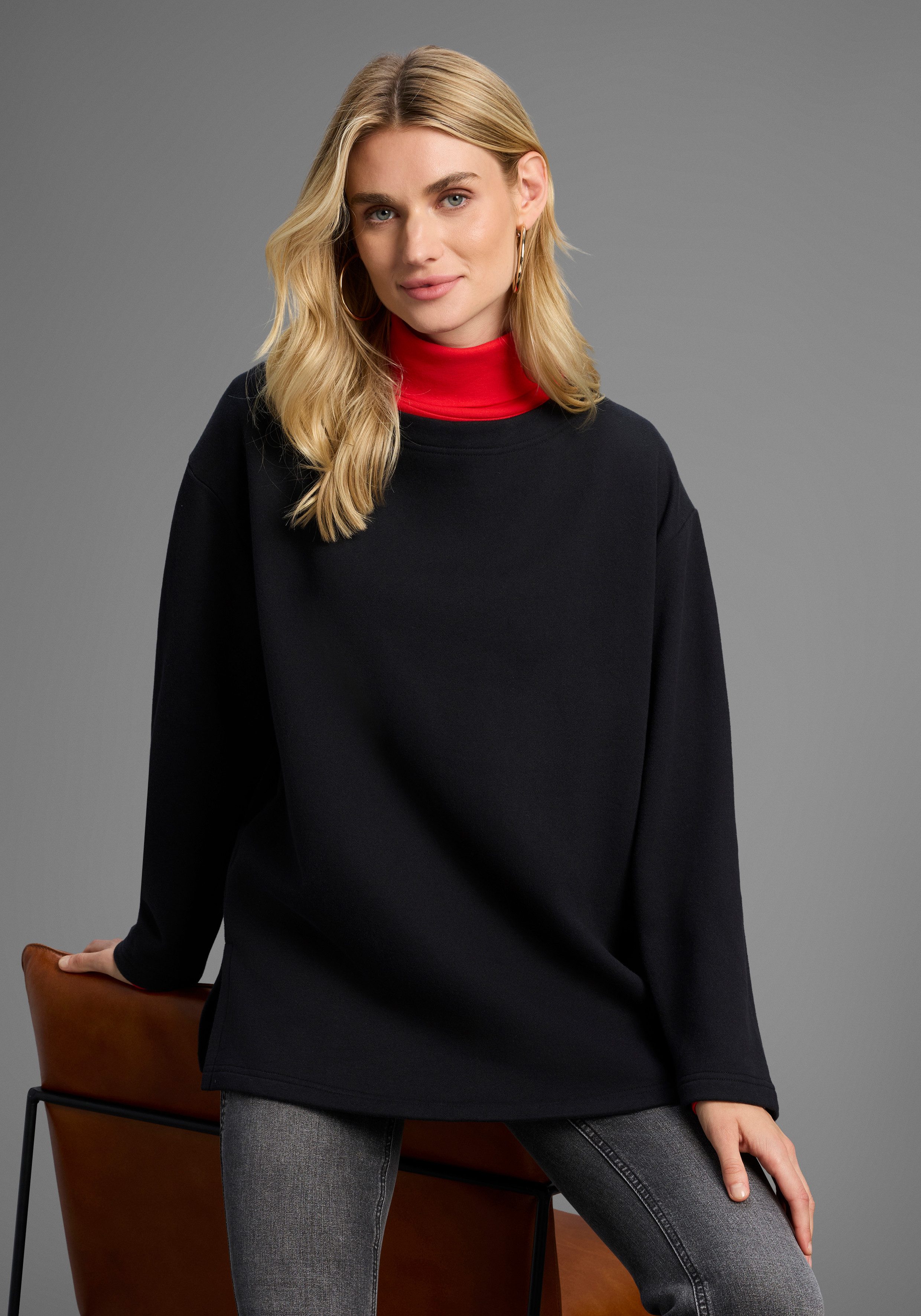 Laura Scott Sweater Lässig-weiter Sweater mit komfortabler Passform und Sei günstig online kaufen
