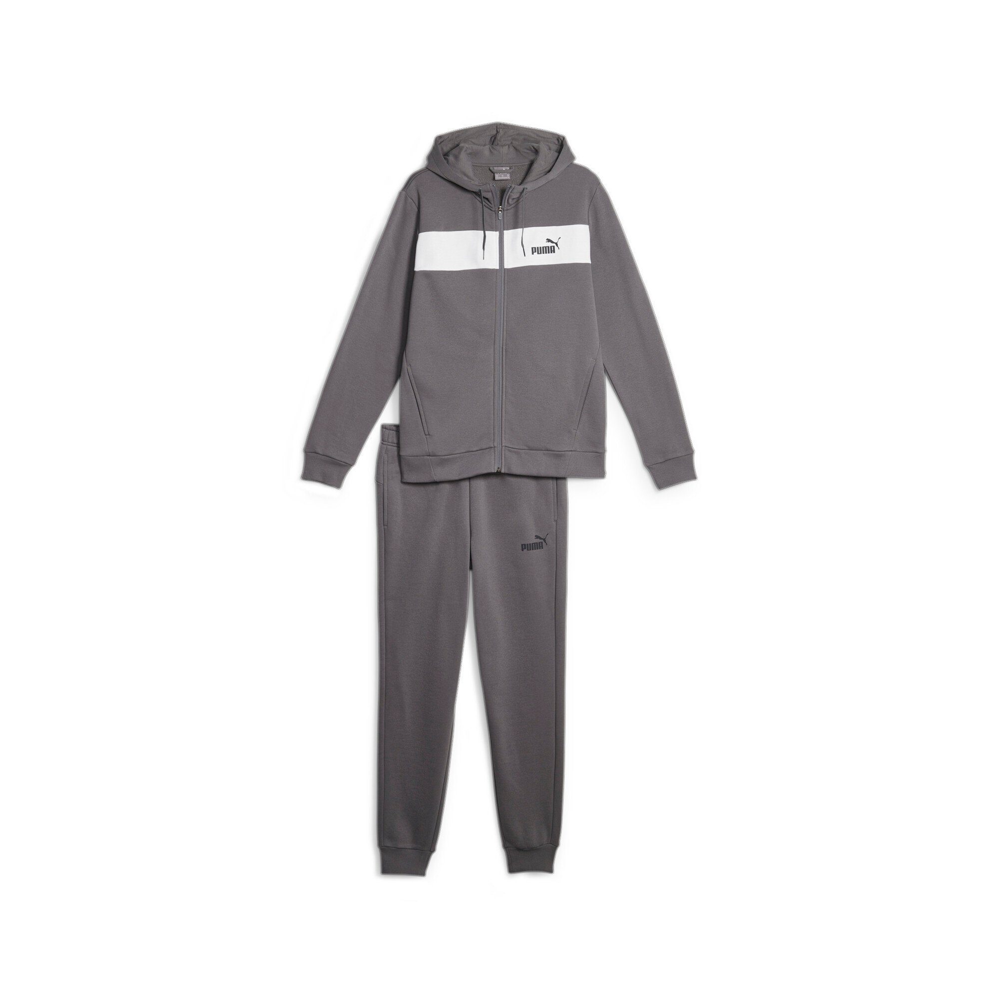 PUMA HOOD Jogginganzug Gray-puma Dark white FZ Cool TRACKSUIT (2-tlg) PANEL OVERHEAD -