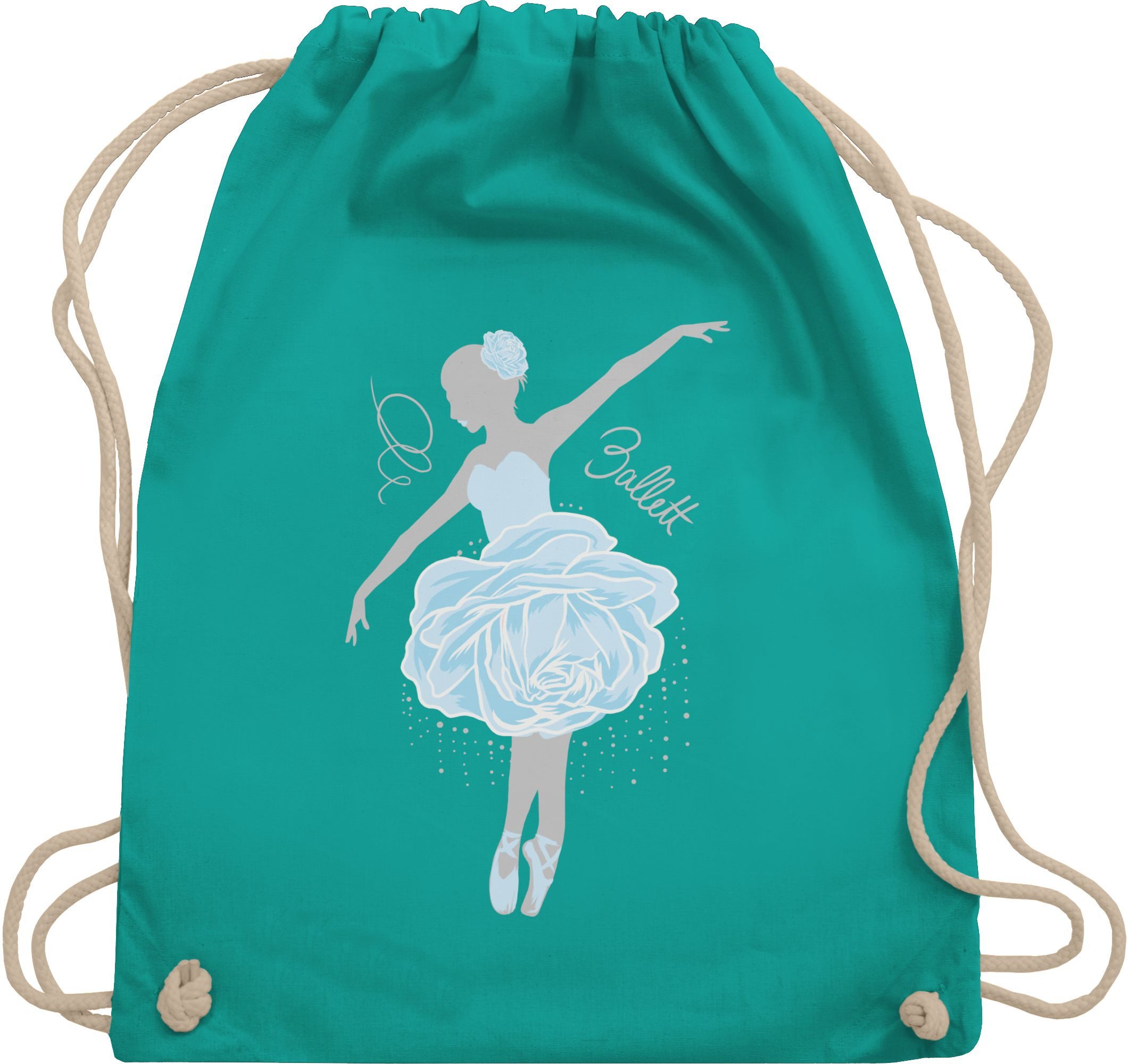 Shirtracer Turnbeutel Ballerina - grau/blau, Tanzen Geschenk