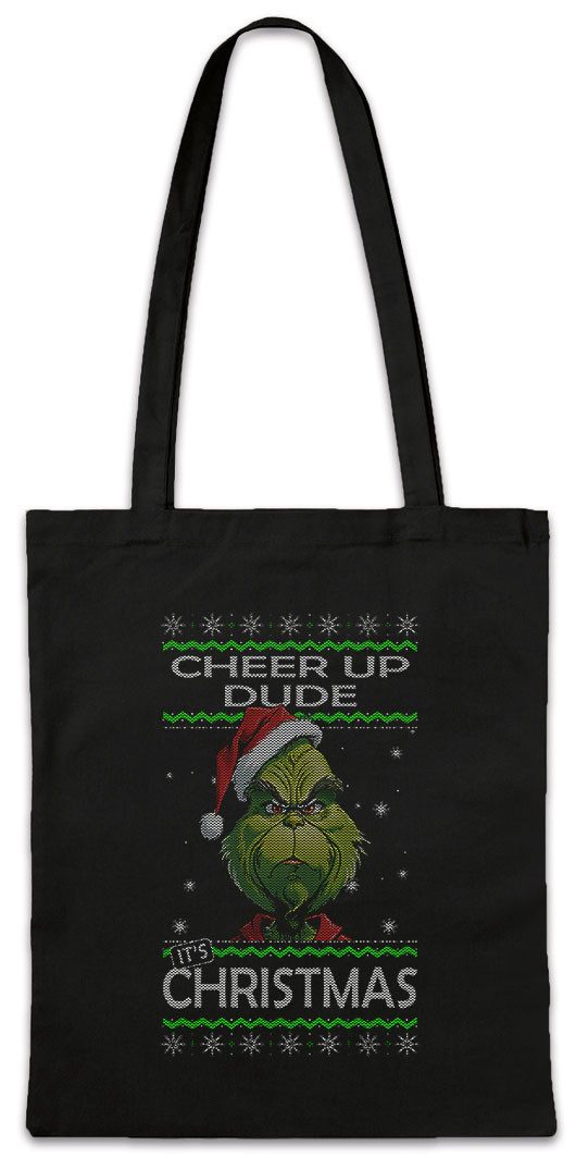Urban Backwoods Beuteltasche Green Christmas Stofftasche Merry Santa X-Mas Claus Grinch Weihnachten (1-tlg), Weihnachtsmann Nikolaus Grinch Schnee