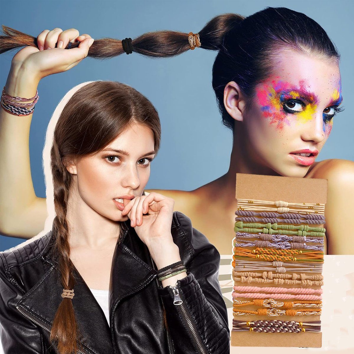 Jormftte Haargummi Haargummis Armbänder,elastische Mehrfarbig1 Mädchen für Frauen Haarband