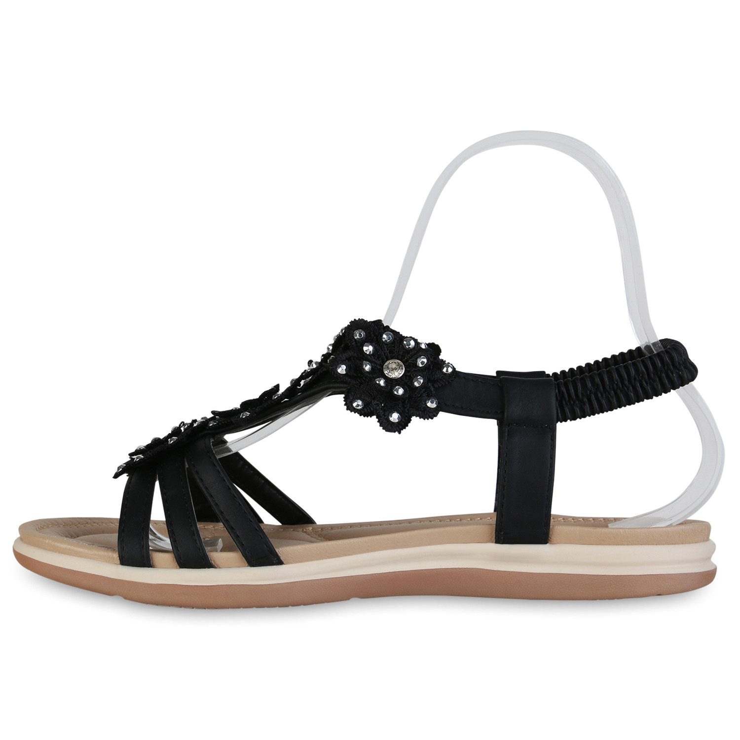 VAN HILL 838482 Riemchensandale Damen Riemchensandalen Sandalen Spitze Blum günstig online kaufen