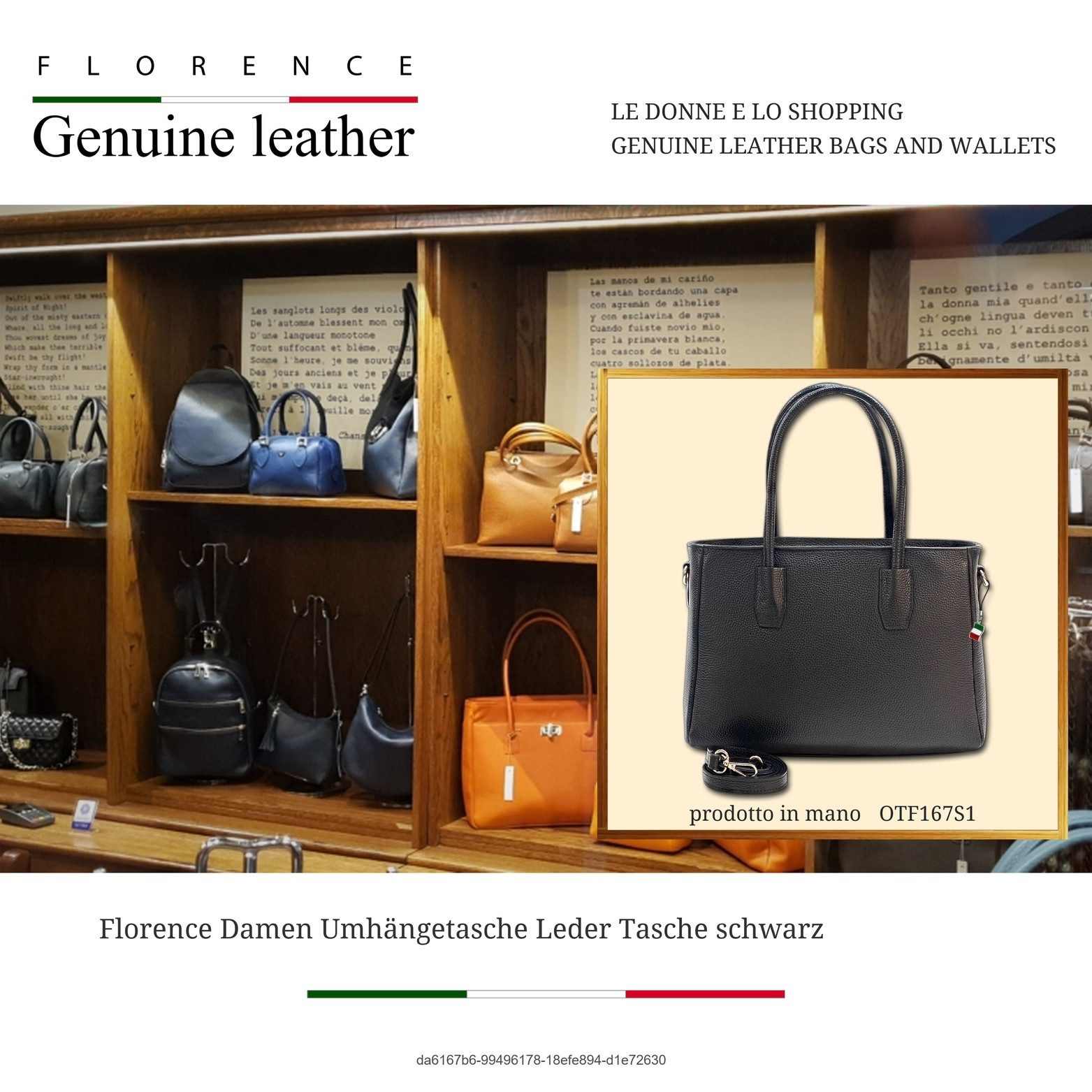 FLORENCE Schultertasche Florence Damen Schultertasche Leder (Schultertasche, Schultertasche), Damen Tasche Echtes Leder schwarz