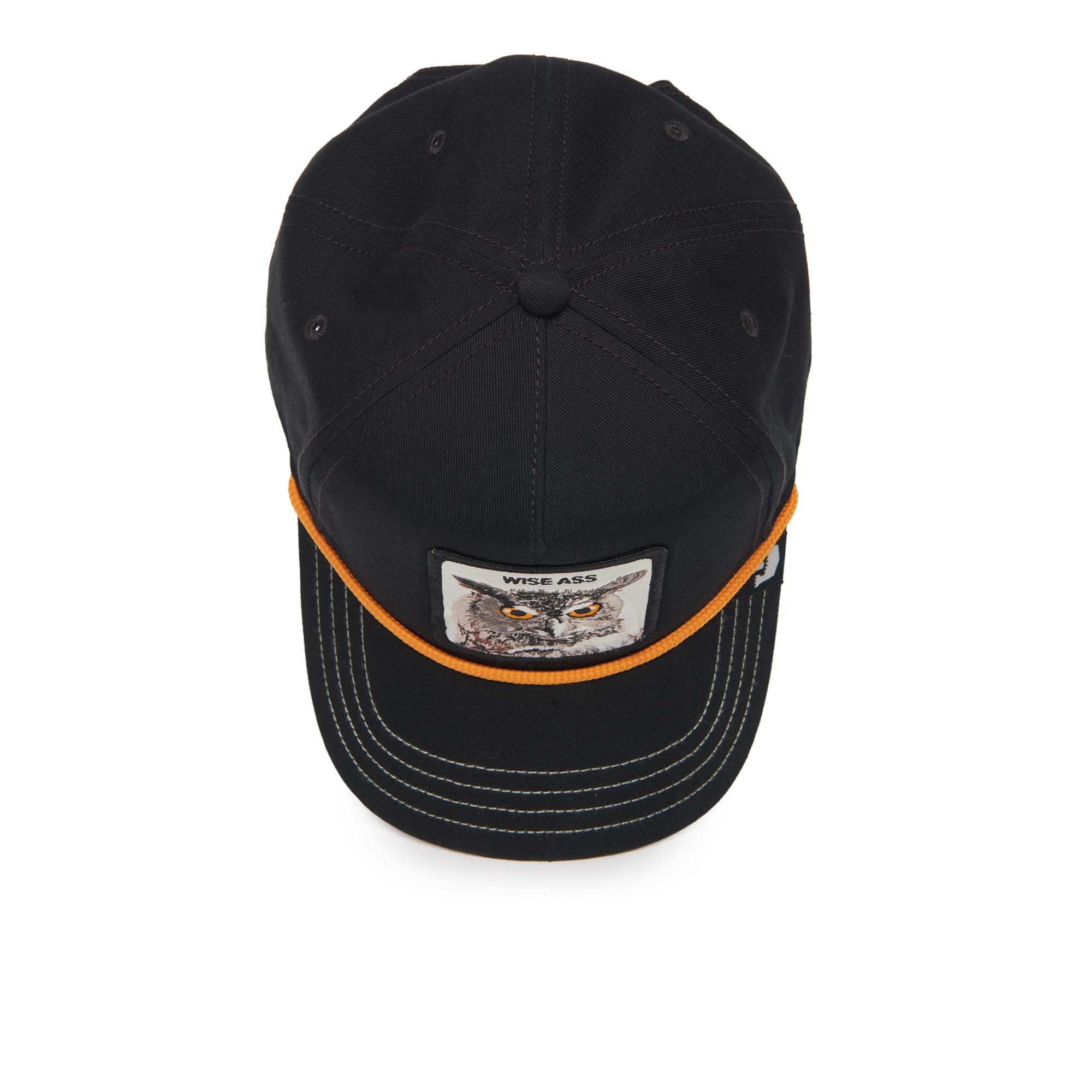 GOORIN Bros. Trucker Cap Goorin Bros. Wise Owl 100 ALL OVER CANVAS Snapback Cap - Black (Basecap, Basecap, Trucker Kappe, Full Trucker) Kordel zwischen Schirm und Krone