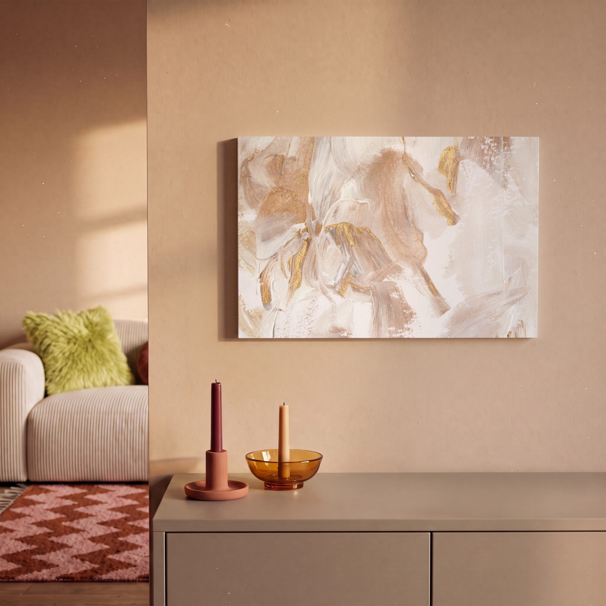OneMillionCanvasses® Leinwandbild Farbe - Weiß - Abstrakt, Fotodruck (1 St), Leinwand Bilder Klein, Wand Dekoration Aesthetic 30x20 cm – Bild 2 von 5