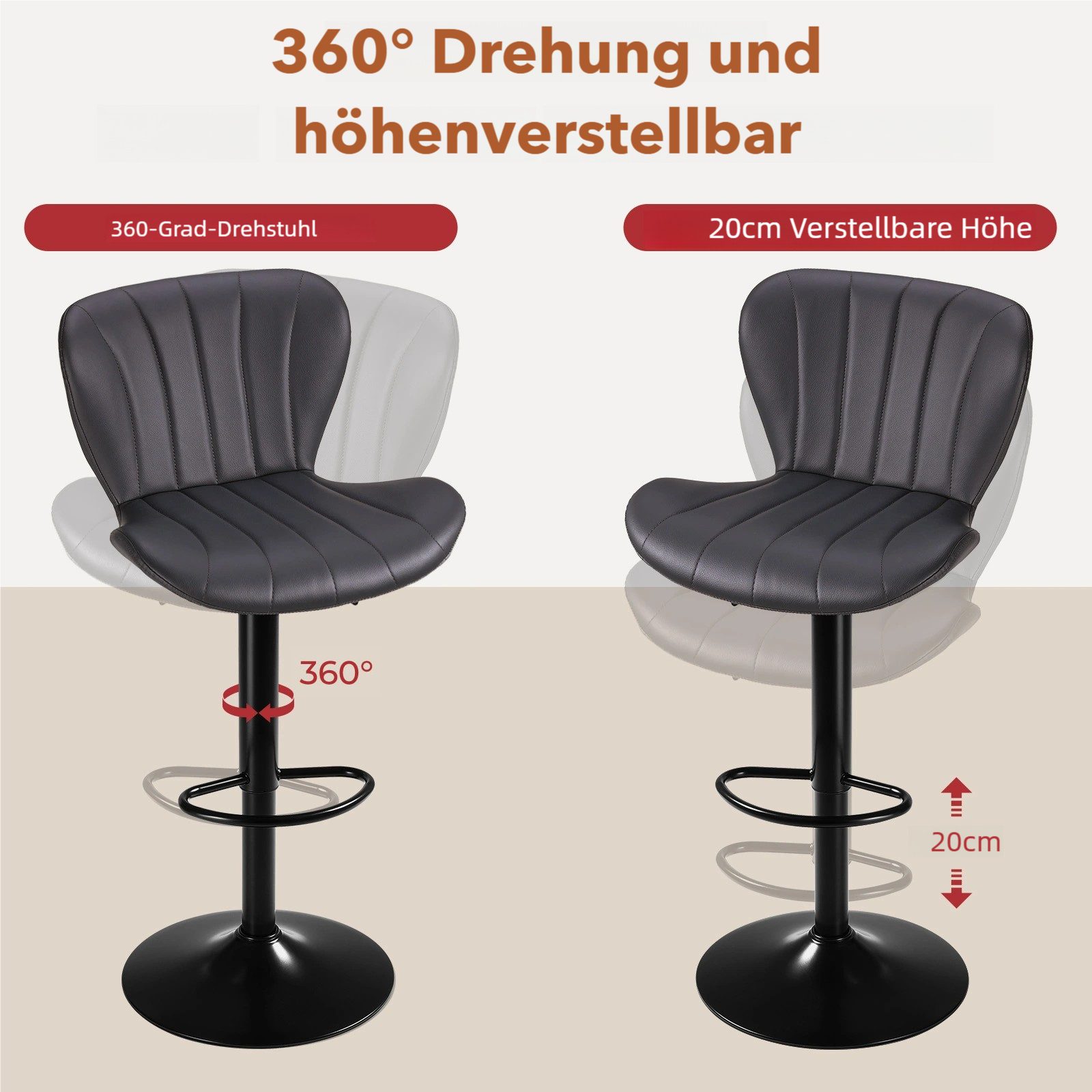 TLGREEN Barhocker 2er-set Barstühle,Küchenstuhl mit 360-Grad-Drehfunktion, günstig online kaufen