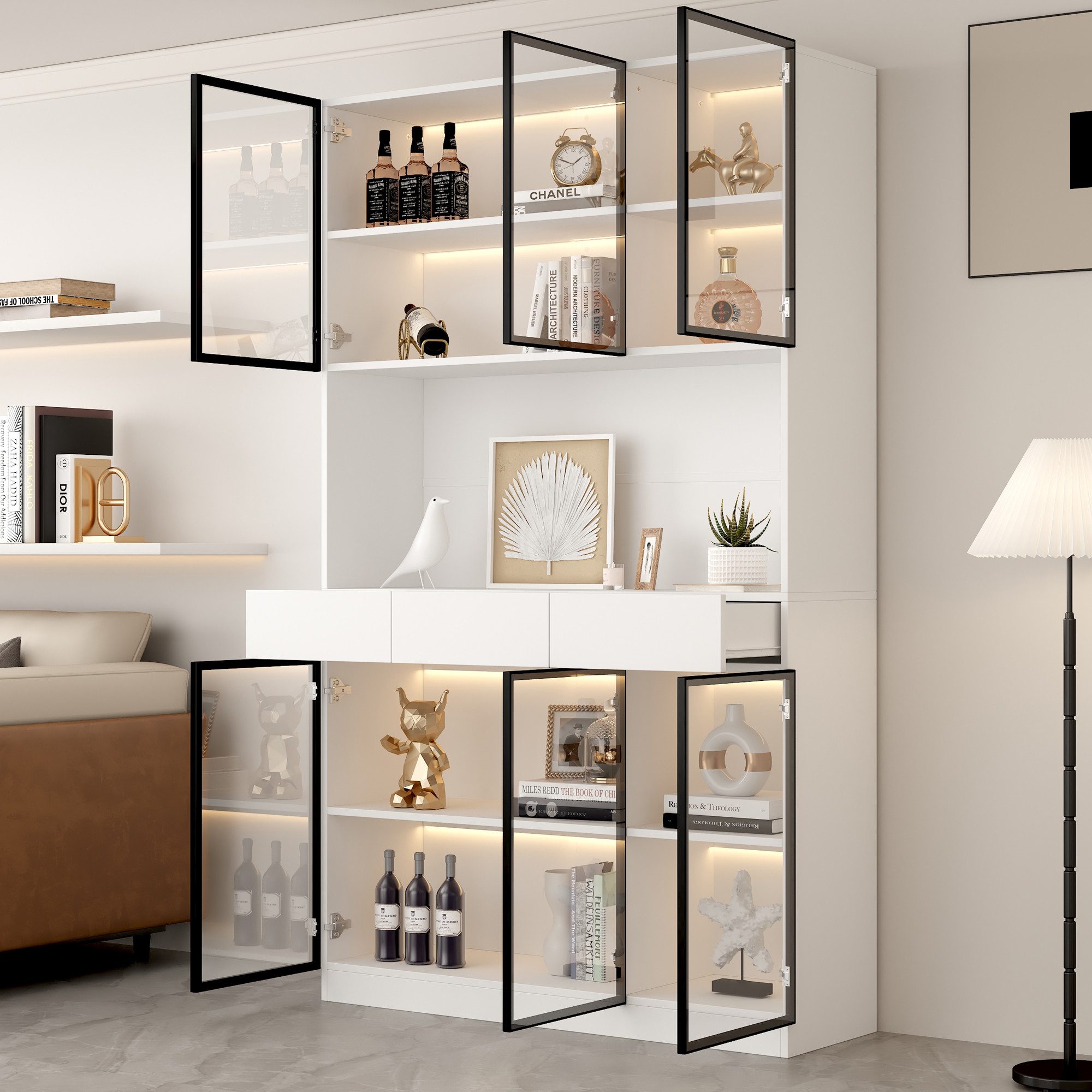 STILVORA Vitrine 2m Highboard Sideboard mit günstig online kaufen