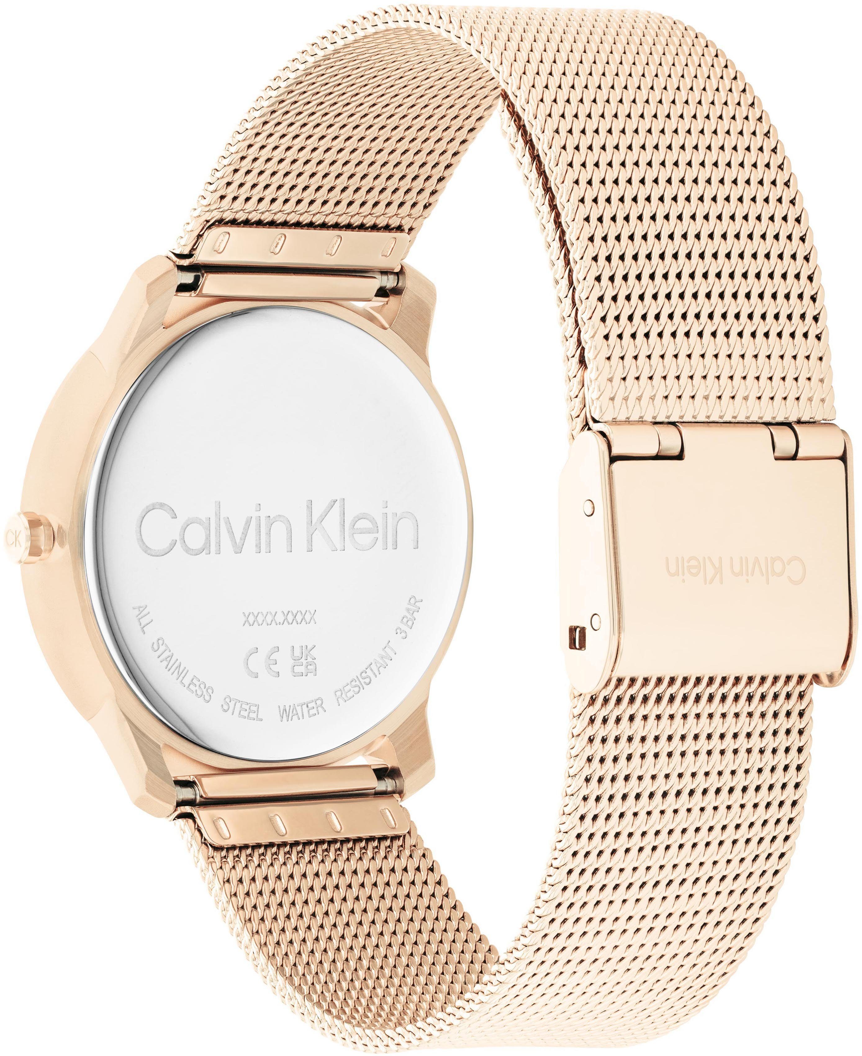 Calvin Klein Quarzuhr CK ICONIC 35 mm 25200035, Armbanduhr, Damenuhr, Mineralglas, Edelstahlarmband