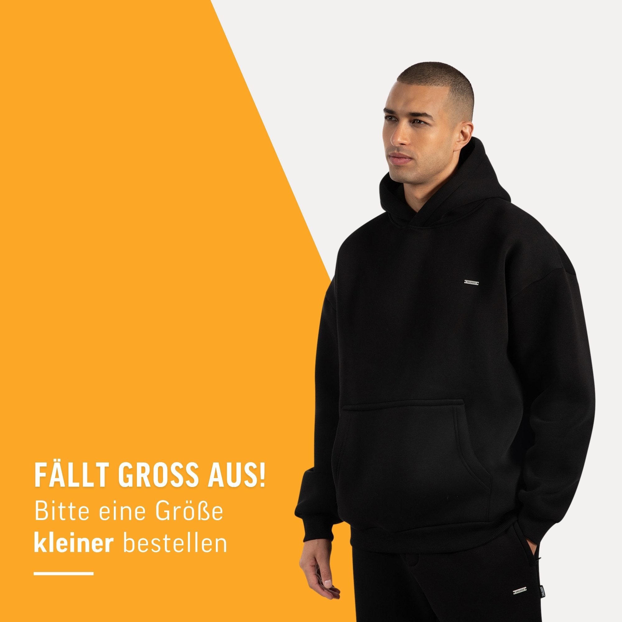 Smilodox Hoodie Dawson, Hochwertiger Kapuzenpullover im Oversize Fit, Sweatshirt Sweater Lässig Kängerutasche Metallabel hoher Baumwollanteil