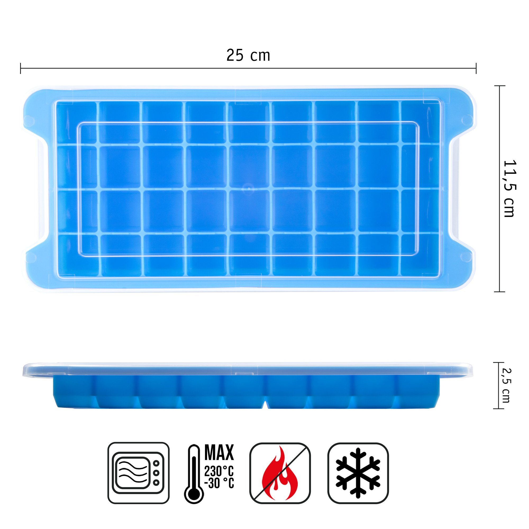 PhoneNatic Eiswürfelform Verschließbare Silikon Eiswürfelform 36 Blau
