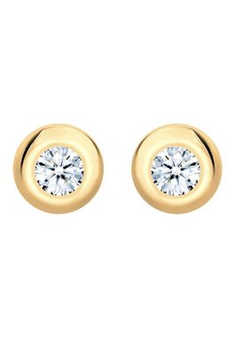 Elli DIAMONDS Paar Ohrstecker Basic Elegant Klassisch Diamant 585 Gelbgold