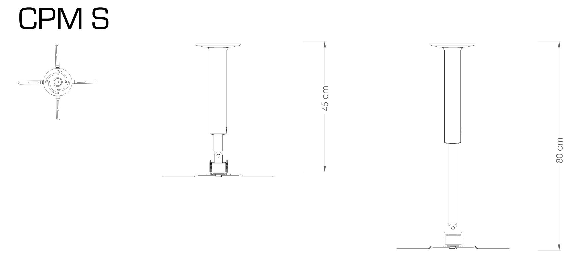VCM Alu Projekt Beamer Deckenhalterung 45-60 cm CPM Beamer