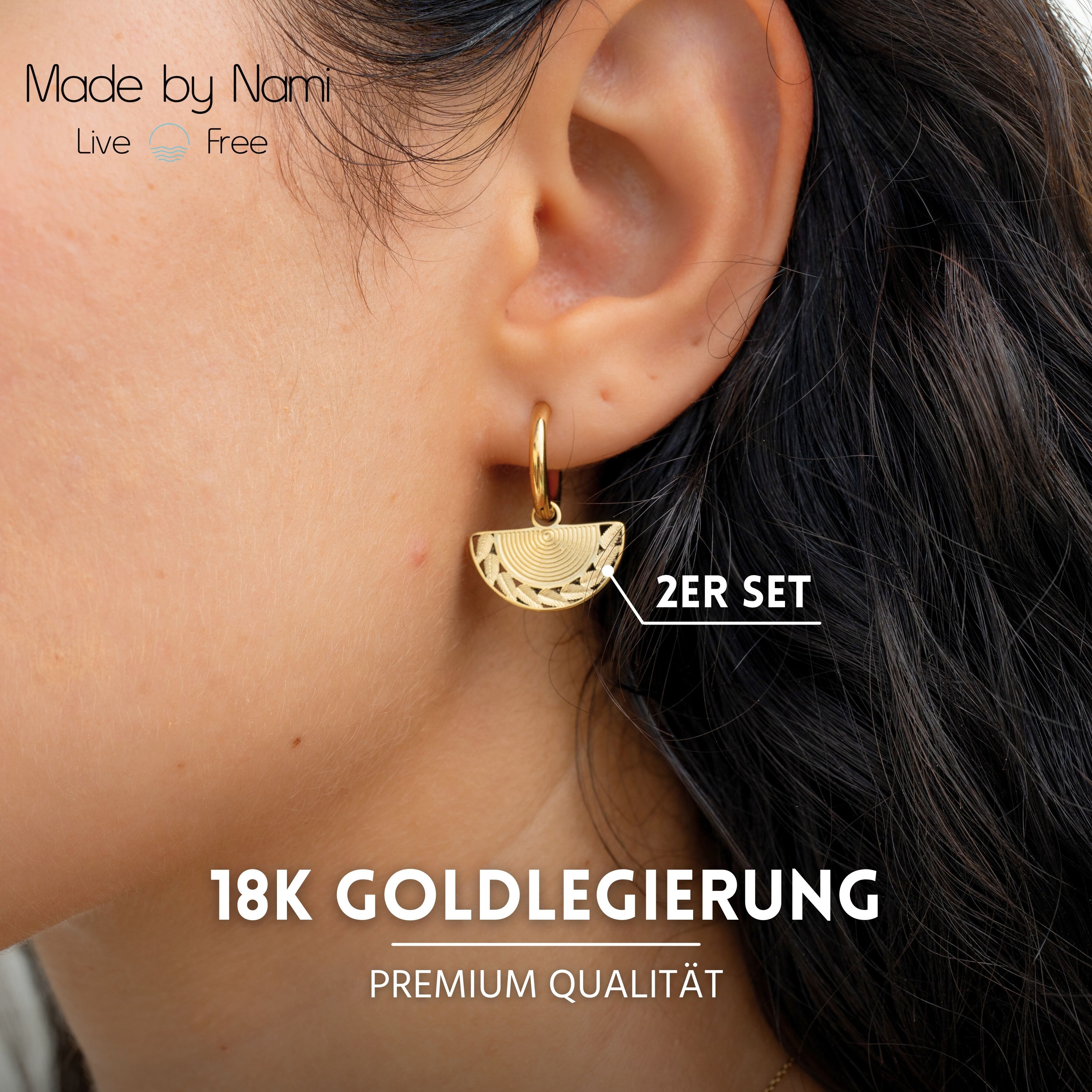 Made by Nami Paar Ohrhänger Set hängende Ohrringe Damen fächerförmig hypoal günstig online kaufen