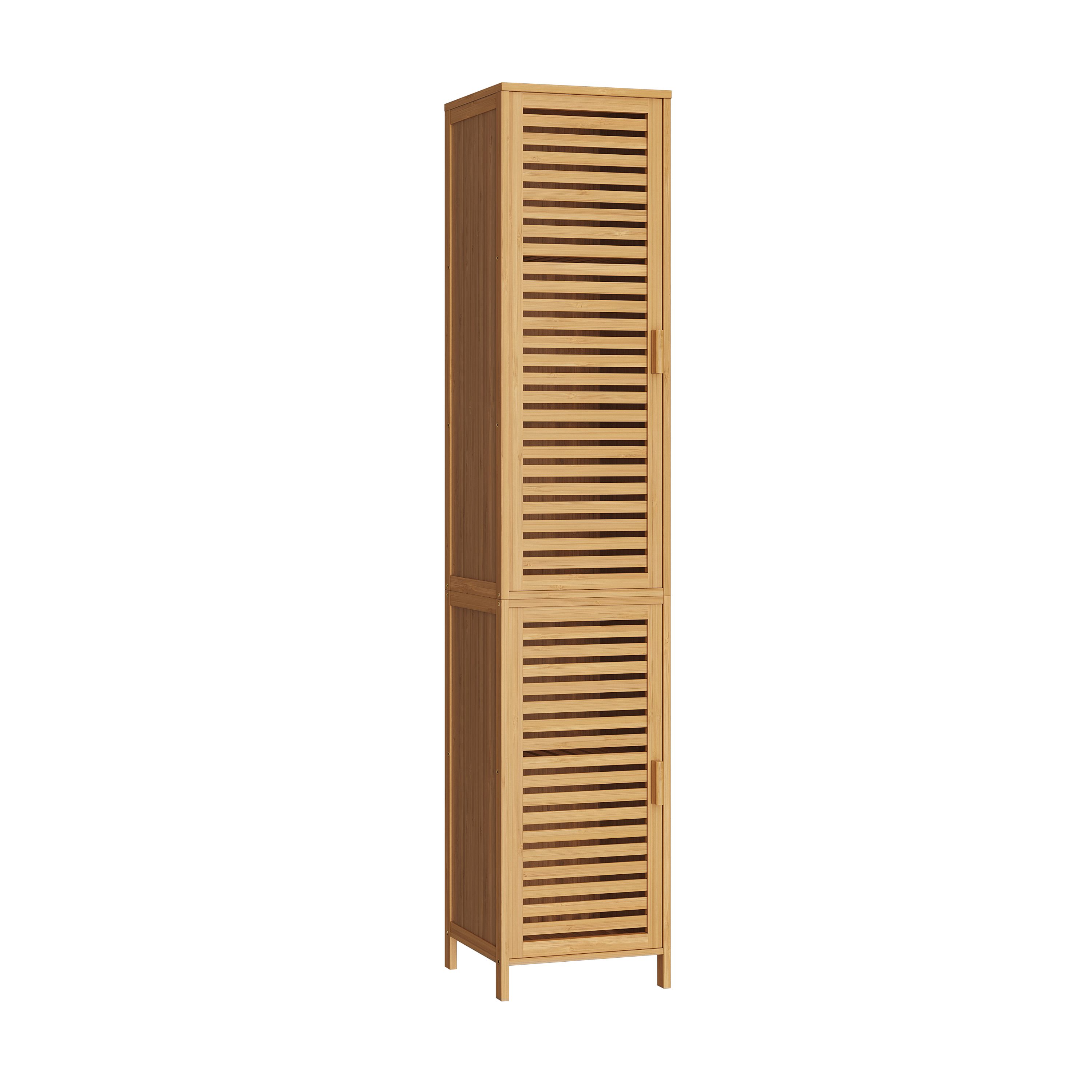 Bellamio Hochschrank Newa aus Bambus, Badezimmerschrank mit Ablage, lackiert (5 Fächer) Badezimmerschrank 165×33×33cm, verfügbar in verschiedenen Ausführungen