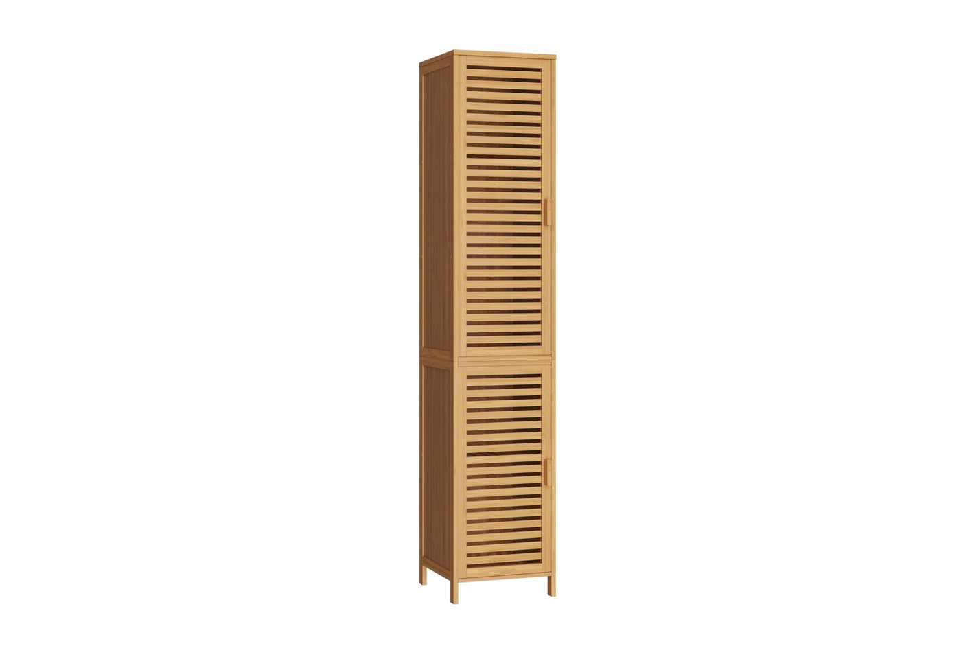 Bellamio Hochschrank Newa aus Bambus, Badezimmerschrank mit Ablage, lackiert (5 Fächer) Badezimmerschrank 165×33×33cm, verfügbar in verschiedenen Ausführungen