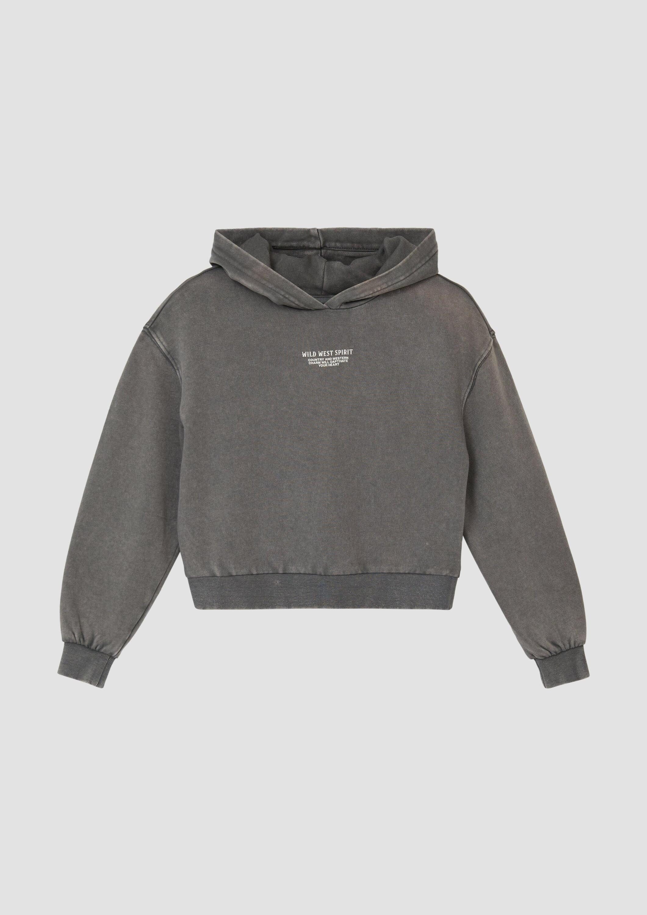 s.Oliver Sweatshirt Sweatshirt Kurzes Oversize-Sweatshirt mit Garment Dye und Rückenprint