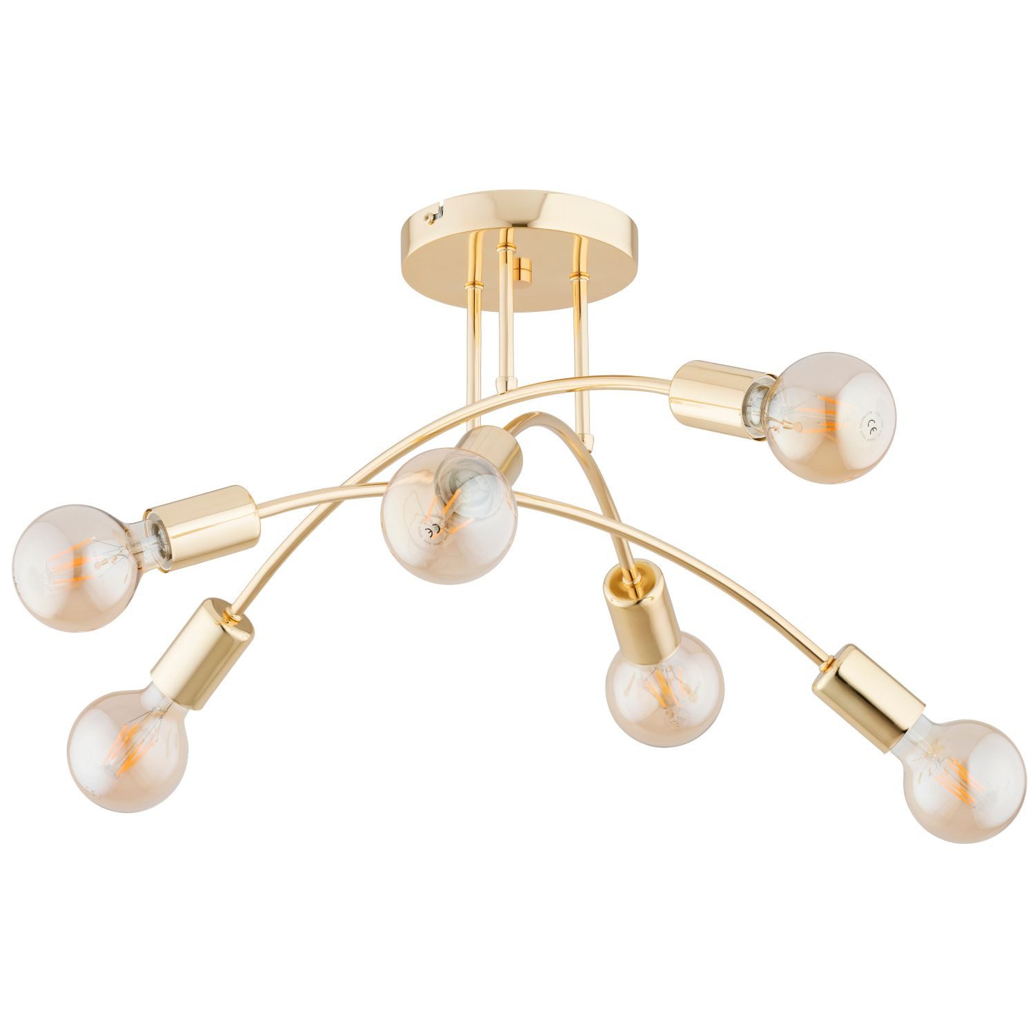 Licht-Erlebnisse Deckenleuchte GAVELA, ohne Leuchtmittel, Metall 55 cm breit in Gold 6-flammig E27 Retro