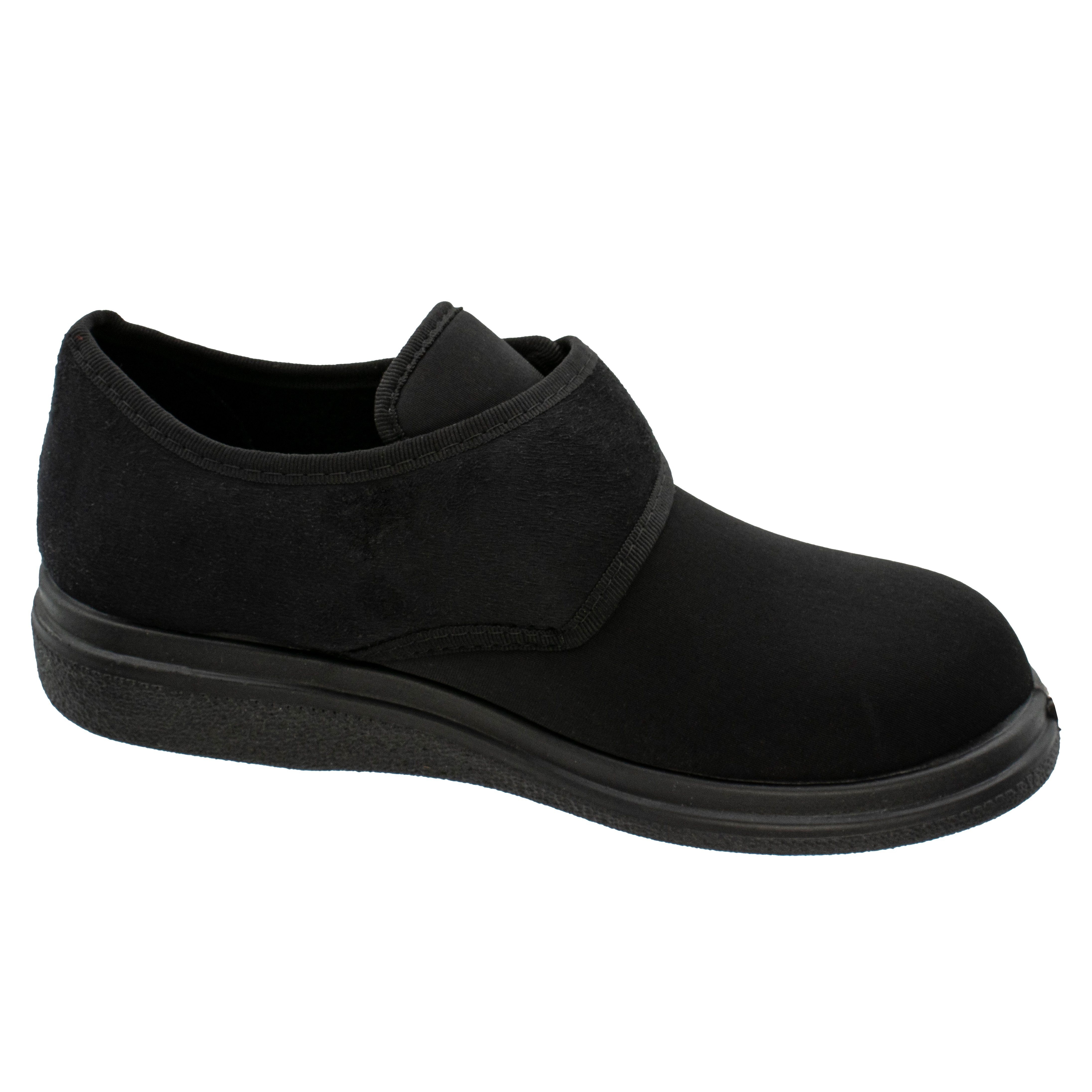 Fischer-Markenschuh Ortho Hausschuh aus Velour mit Stretchmaterial, Weite K, Klettverschluss