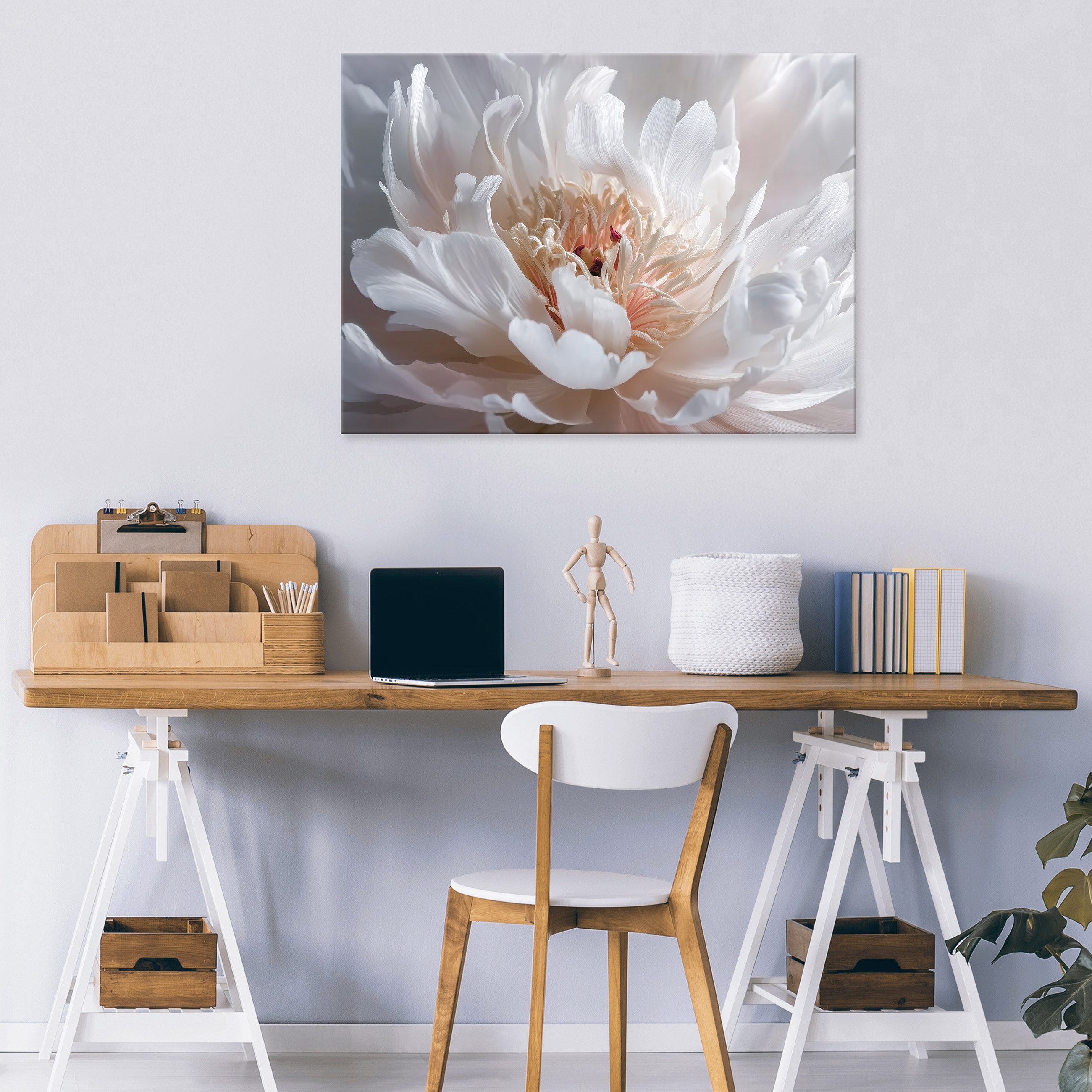 Wallarena Leinwandbild Blume Weiß Natur Modern Wandbilder Wand Deko XXL Bil günstig online kaufen