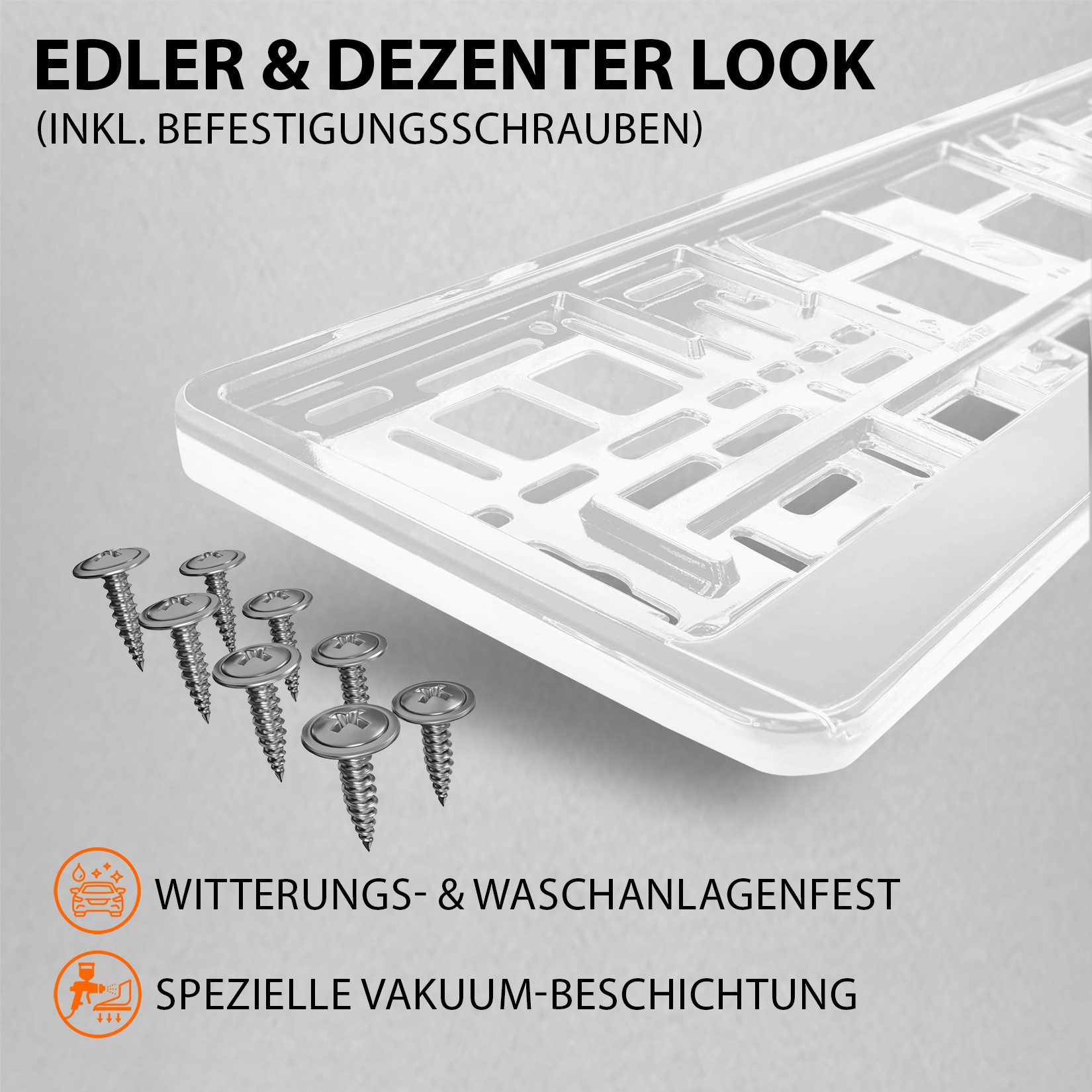 L & P Car Design Kennzeichenhalter für Auto in Weiß-hochglanz Kennzeichenhalterung, (2 Stück)