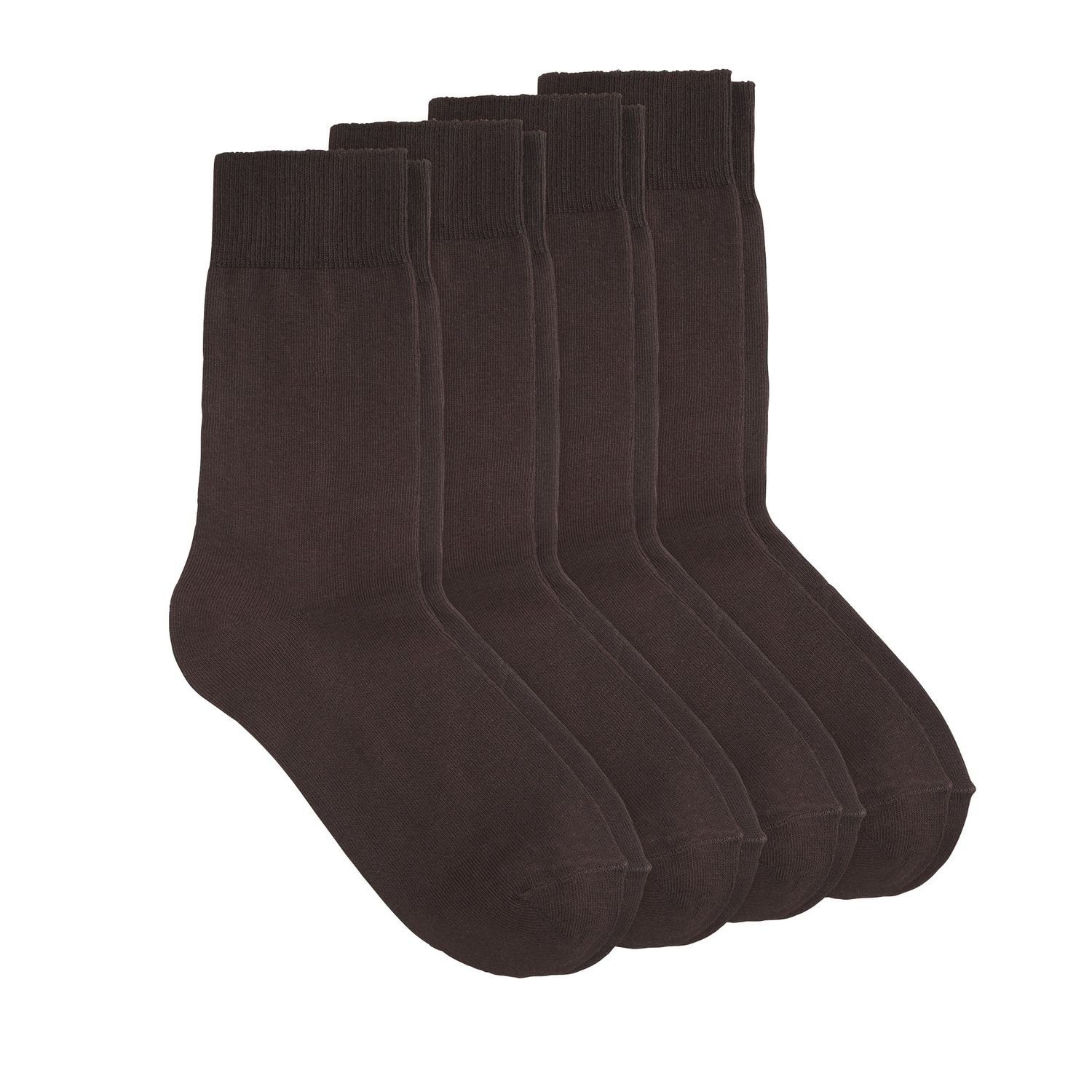 MUSTANG Socken Unisex Basic Socks (24-Paar) mit geripptem rutschfesten Komfortbund, 24 Paar dunkelbraun