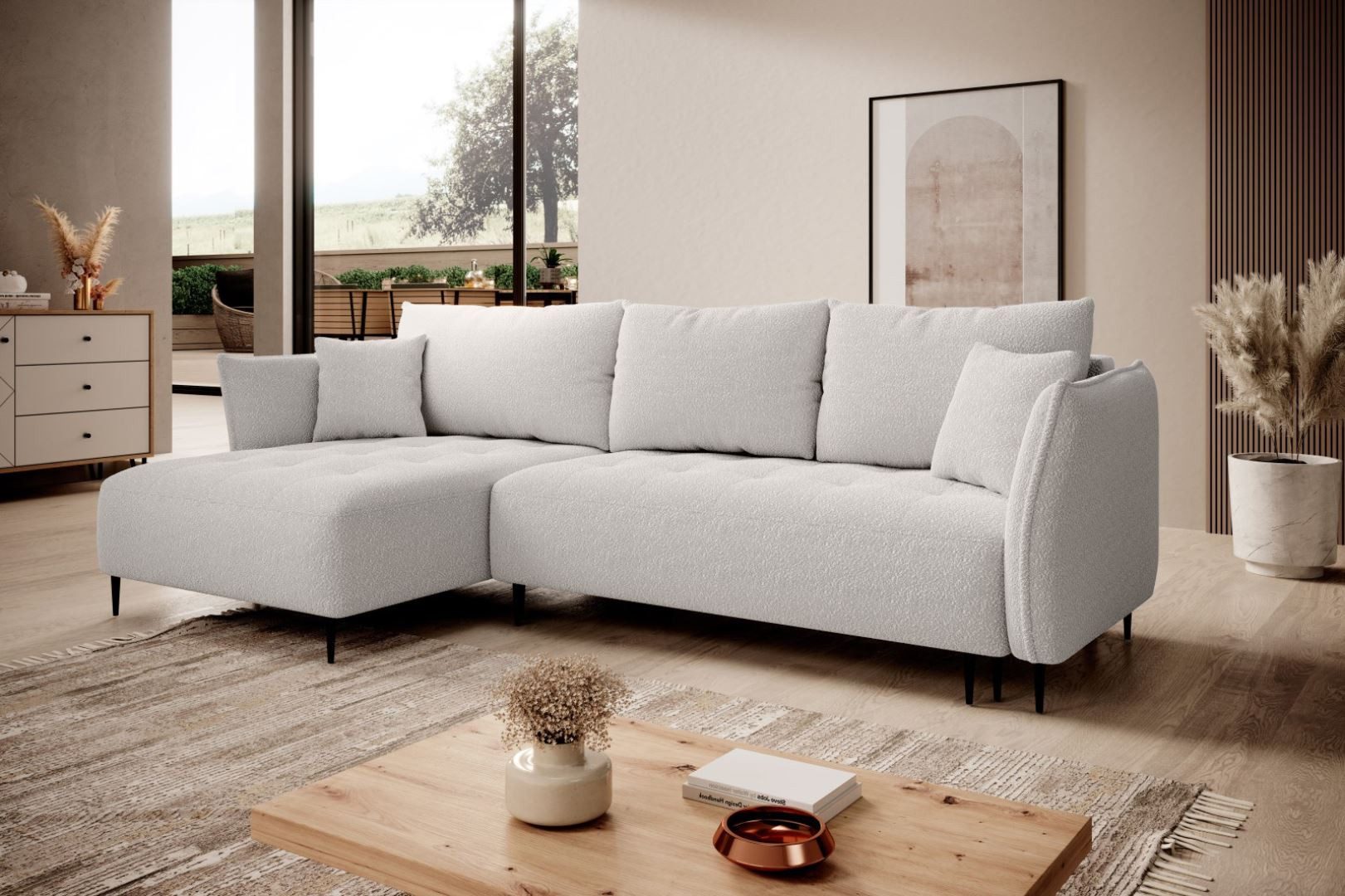 Beautysofa Ecksofa BARI, mit Schlaffunktion und Bettkasten