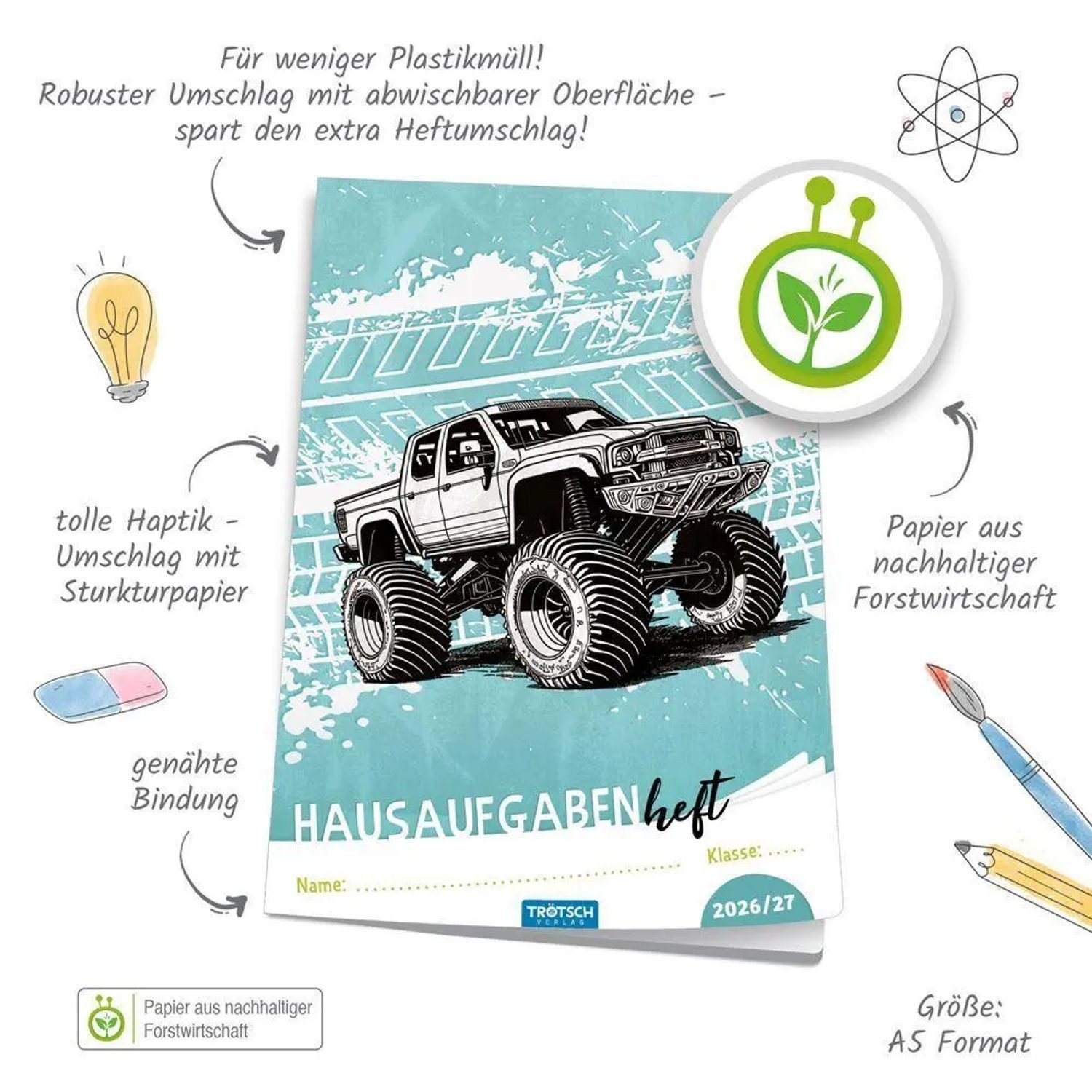 Trötsch Verlag Schülerkalender TRÖTSCH - Jahresbezogenes Hausaufgabenheft Grundschule Truck 26/27