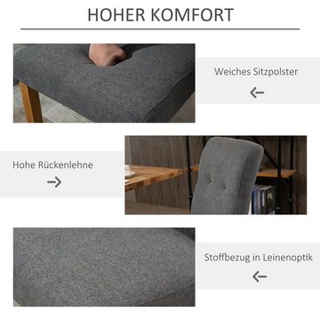 HOMCOM Esszimmerstuhl 2er-Set Essstühle mit gepolstertem Sitz Polsterstuhl (Küchenstühle, 2 St), mit hohe Rückenlehne