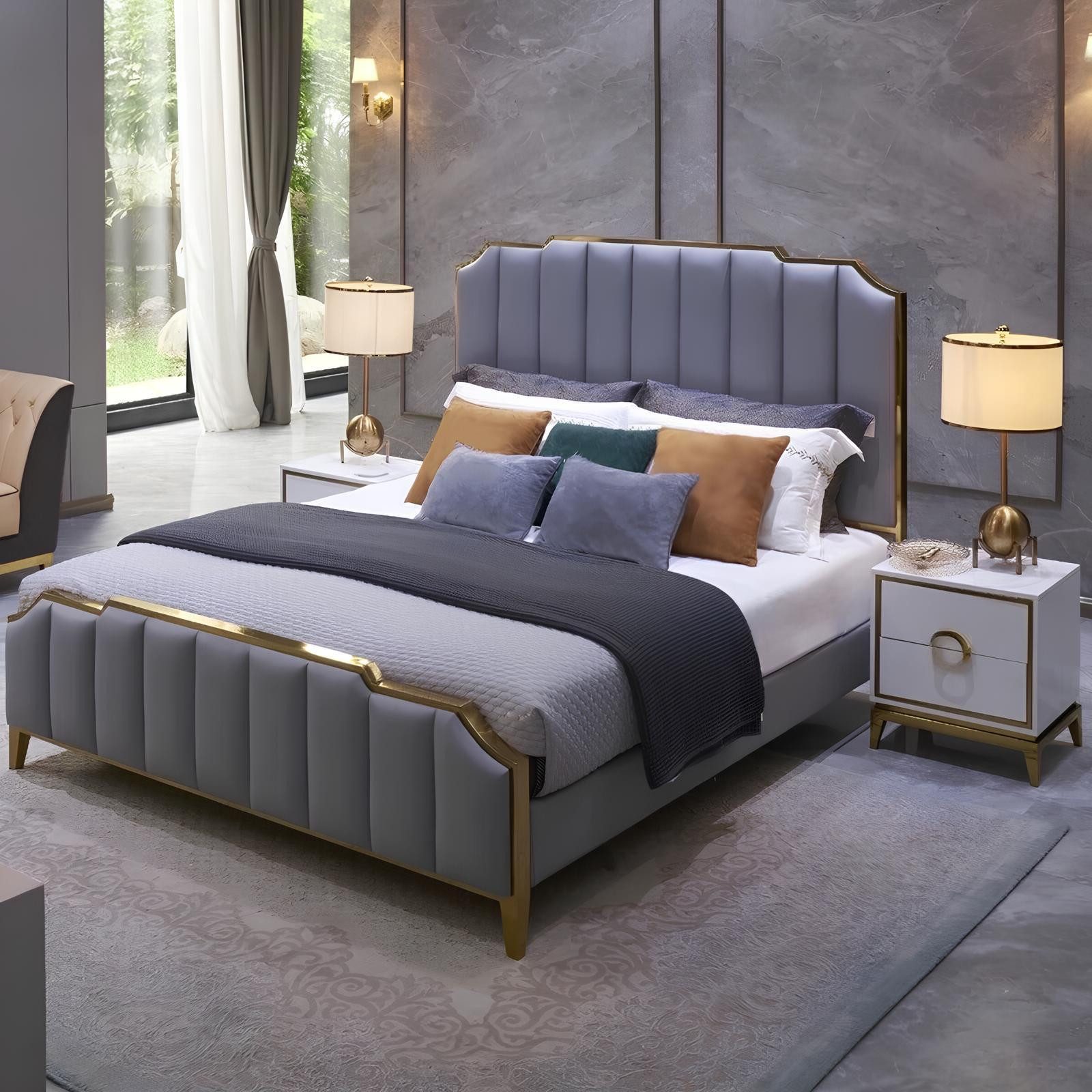 JVmoebel Lederbett Elegantes Lederbett für Paare in modernem Design, Made in Europa