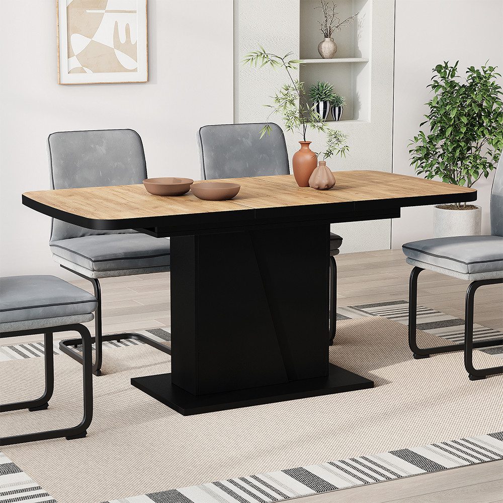Vicco Esstisch Fenaro, Schwarz/Goldkraft Eiche, 120 x 80 cm ausziehbar (1-St)